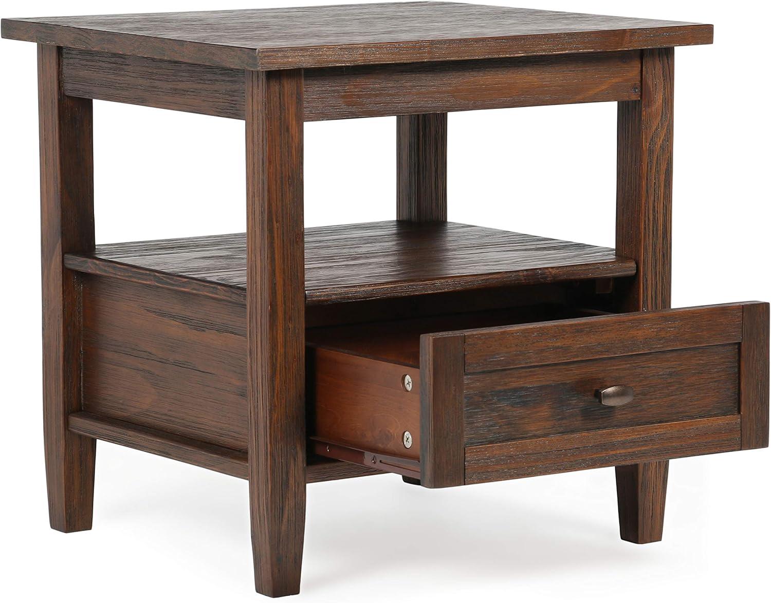 Warm Shaker Solid Wood End Table with Storage