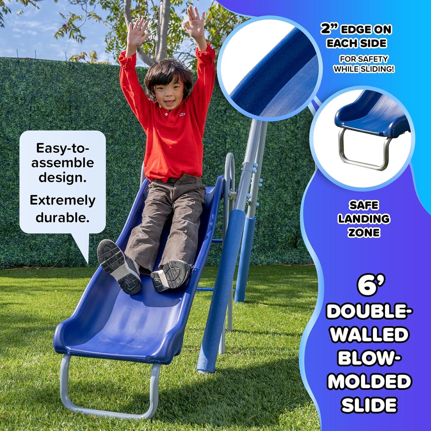 Sportspower Sportspower Shooting Star Metal Swing Set with Lifetime Warranty on 5' Double Wall Slide