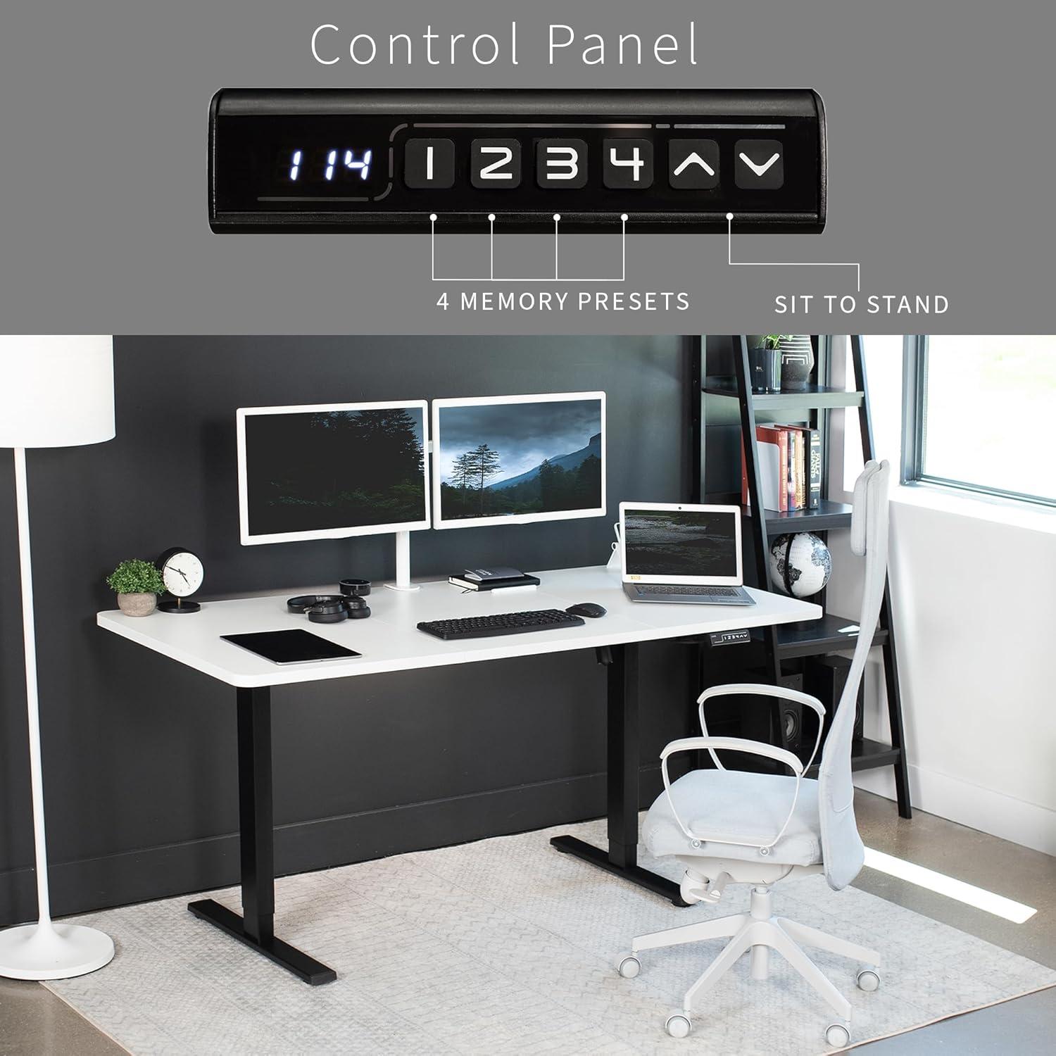 VIVO Single Motor Electric Desk with Push Button Memory Controller