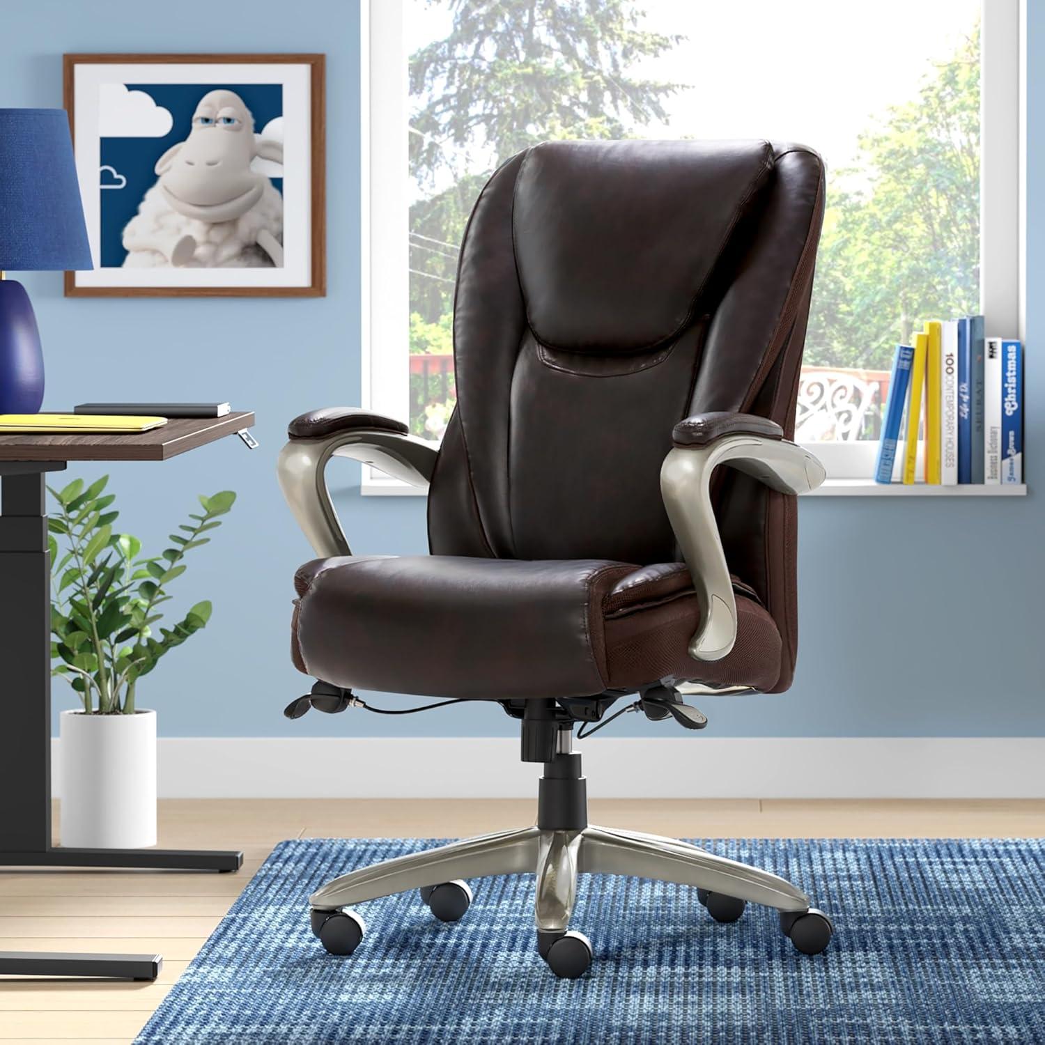 Roasted Chestnut Leather High-Back Swivel Executive Chair