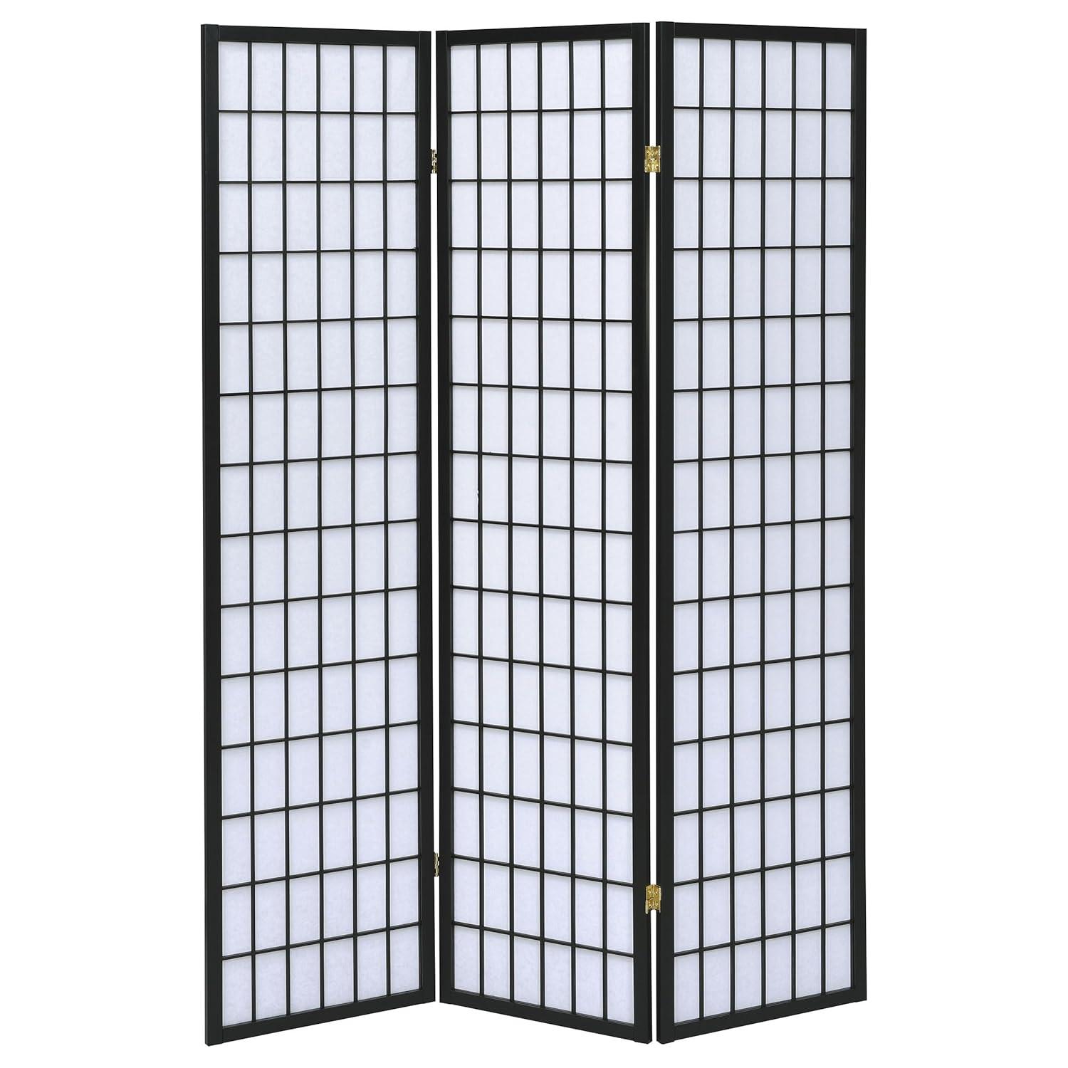 3-Panel Room Divider, Black, 70" x 6" x 50"
