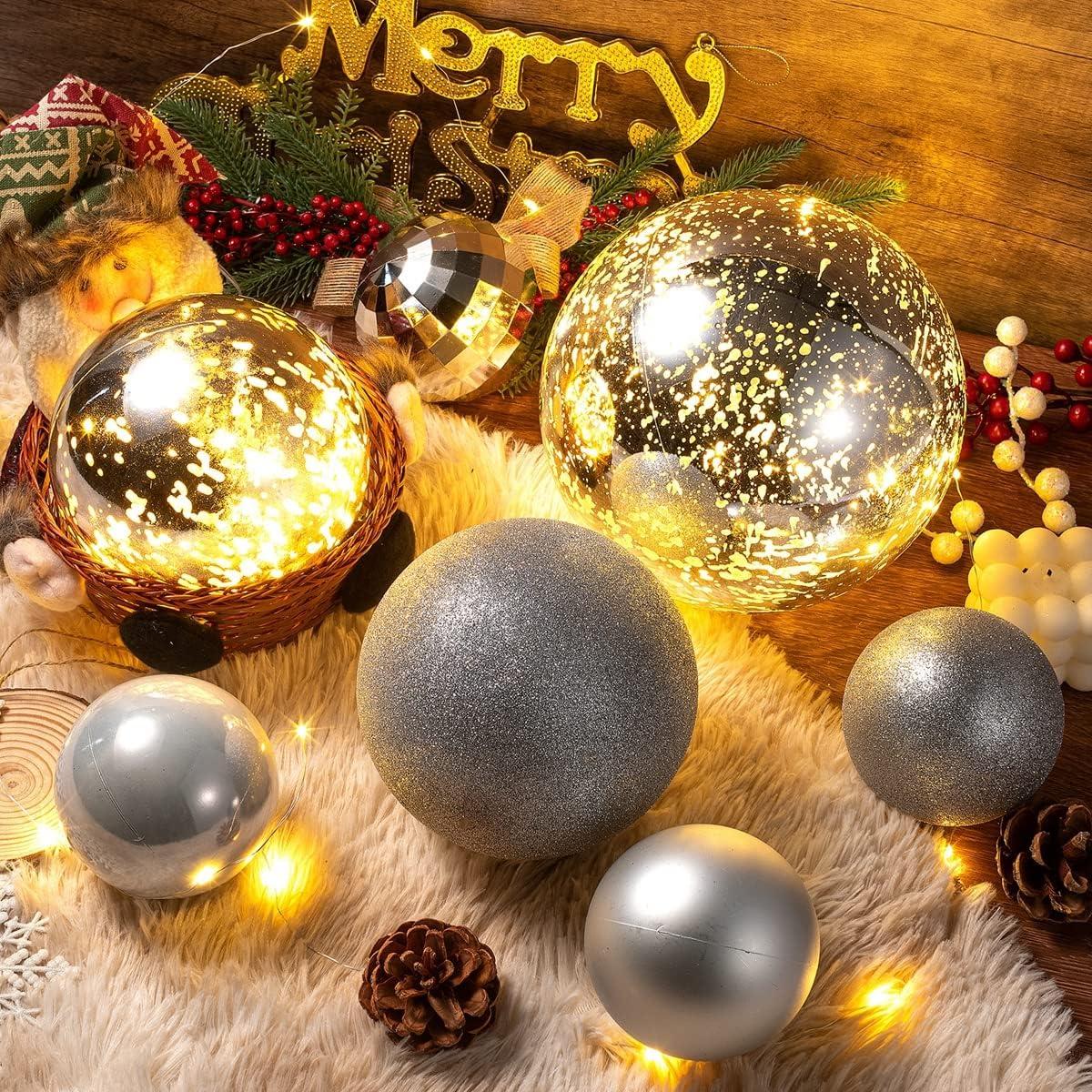 XmasExp 4in Large Christmas Ornaments Christmas Ball Ornaments Giant Tree Decoration Shatterproof Decorative Hanging Balls for Holiday Party Decor (Silver,4pcs)