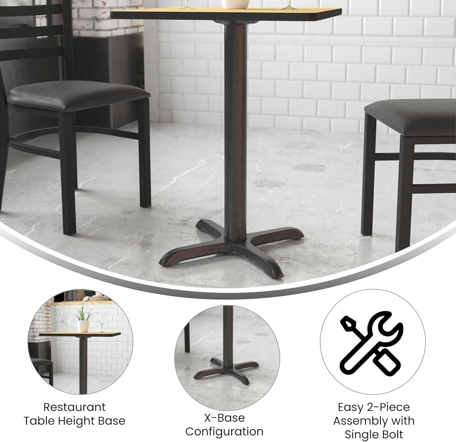 Beverly 22" x 22" Restaurant Table X-Base with 3" Dia. Table Height Column