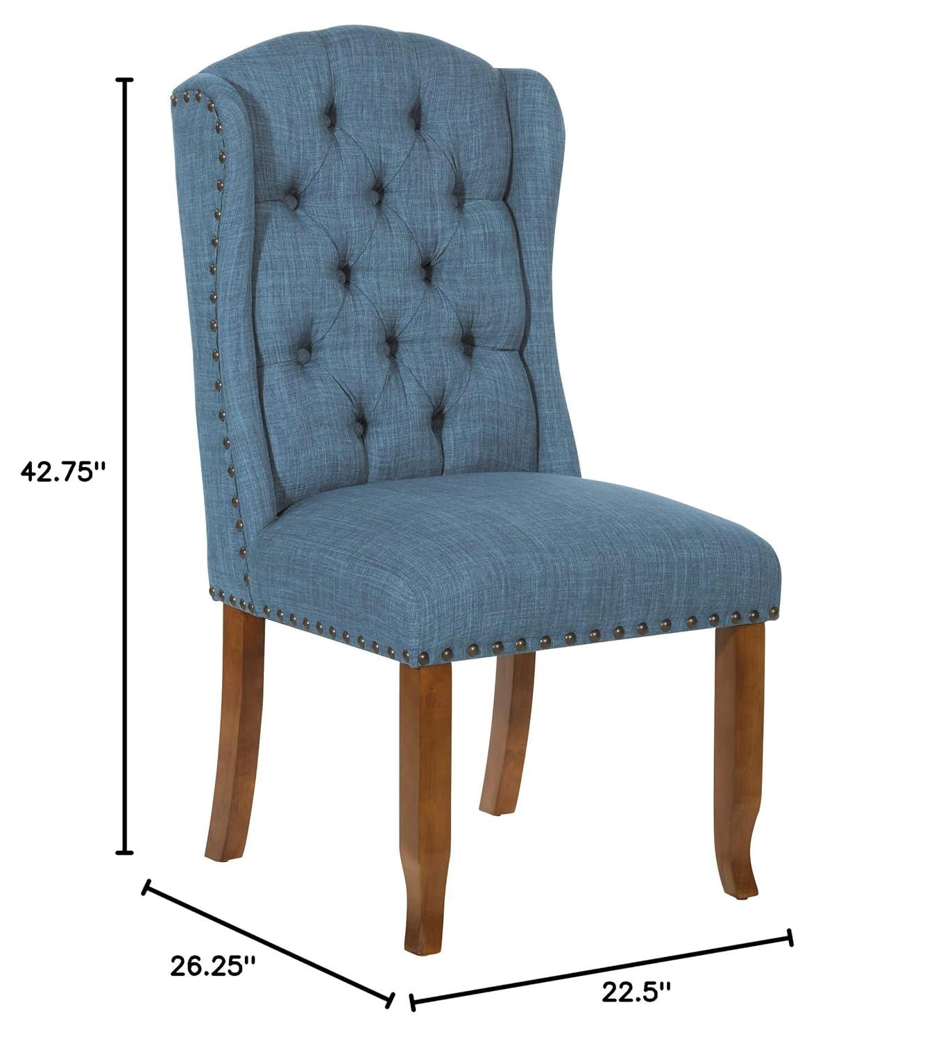 Jessica Tufted Wingback Dining Chair Navy - OSP Home Furnishings: Polyester Upholstery, Nailhead Trim, Solid Wood Legs