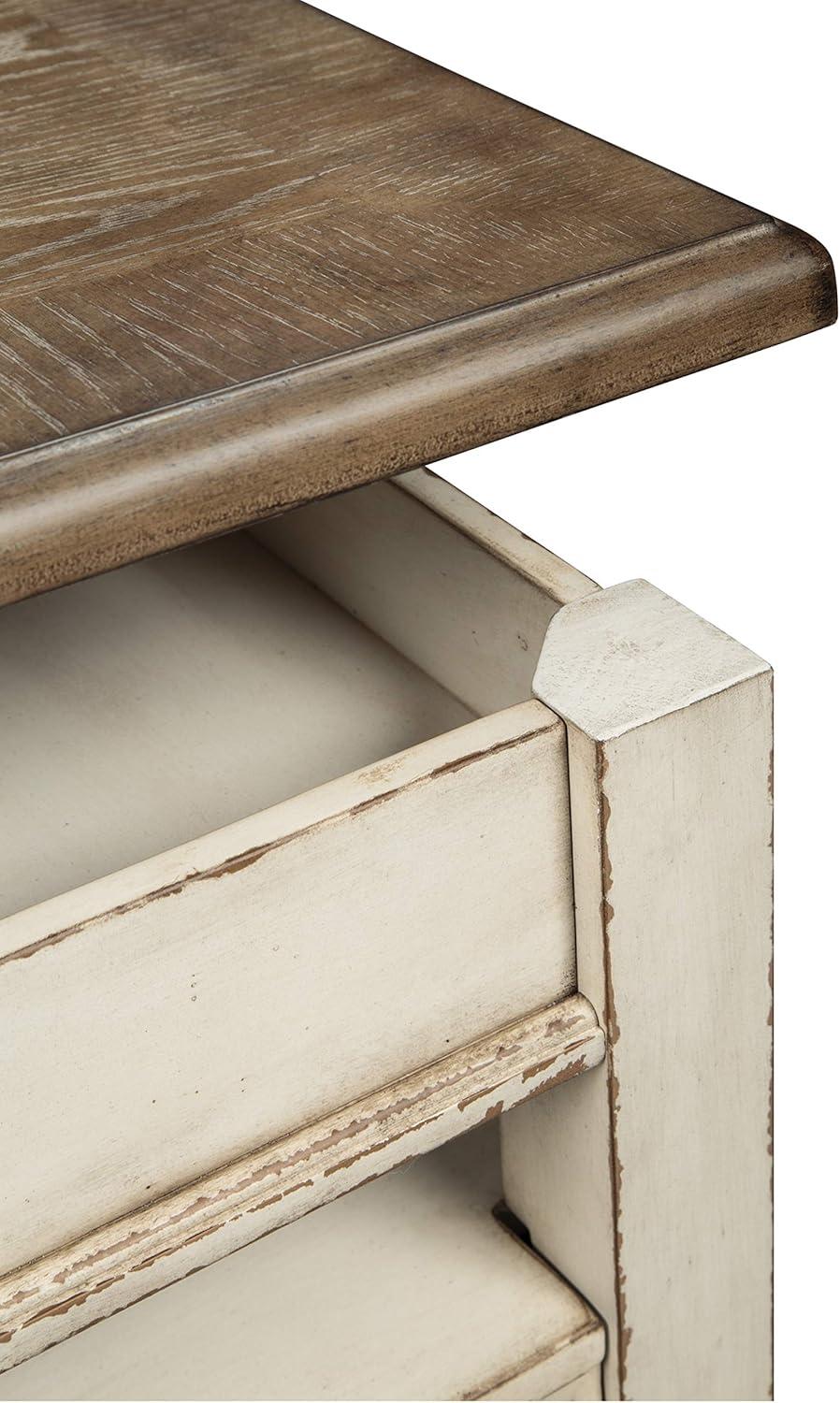 Realyn Coffee Table with Lift Top White/Brown - Signature Design by Ashley: Mid-Century Style, Storage, Wood Legs