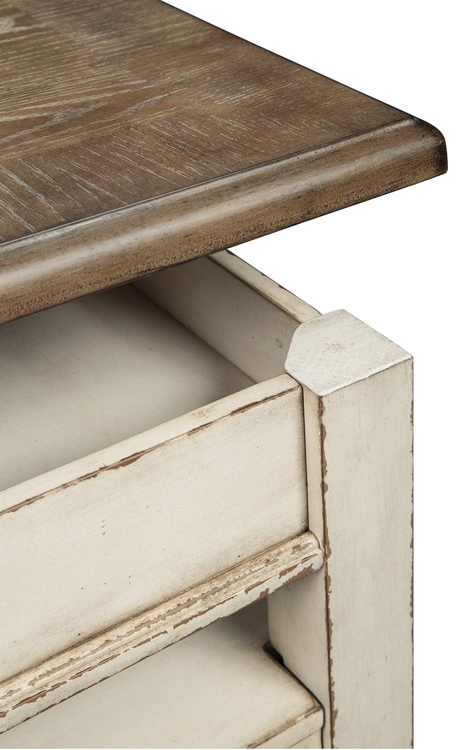 Realyn Coffee Table with Lift Top White/Brown - Signature Design by Ashley: Mid-Century Style, Storage, Wood Legs