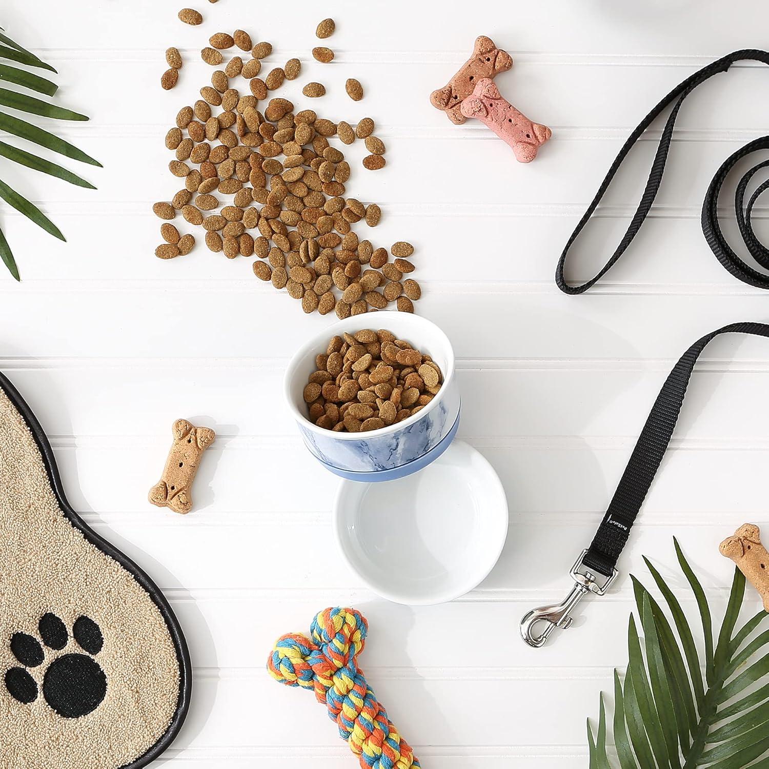 Bone Dry Pet Bowl - Blue Marble - Small 4.25Dx2H Set/2