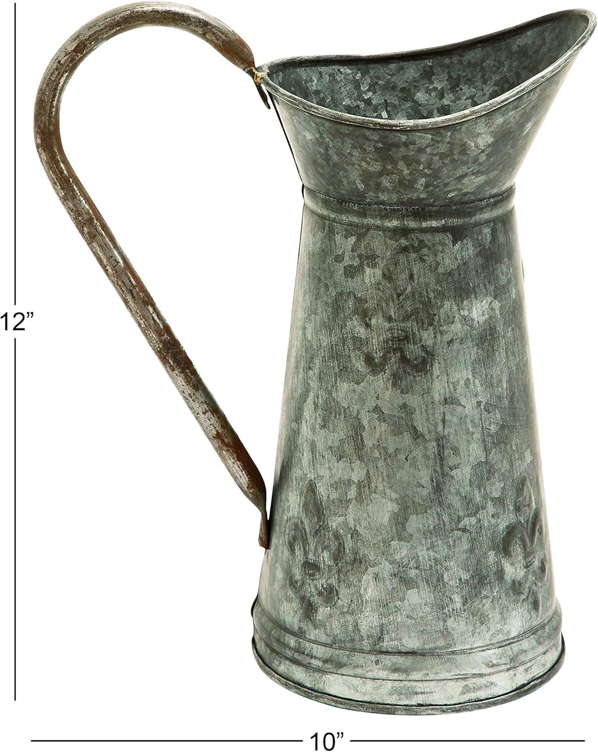 DecMode 10" x 12" Indoor Outdoor Brown Metal Watering Can Planter