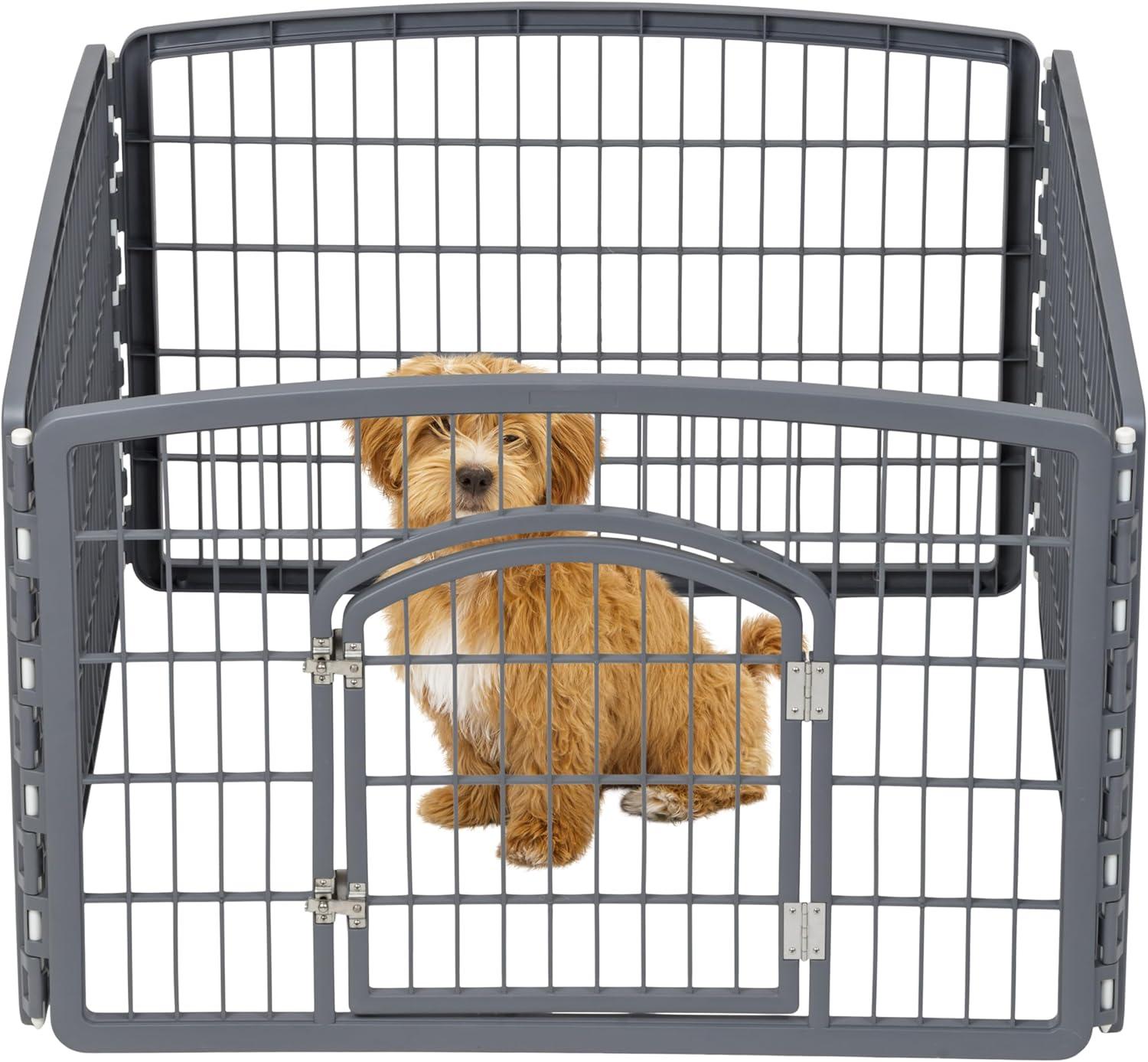 IRIS USA 4-8Panel 24/34"H Plastic Pet Playpen with Door