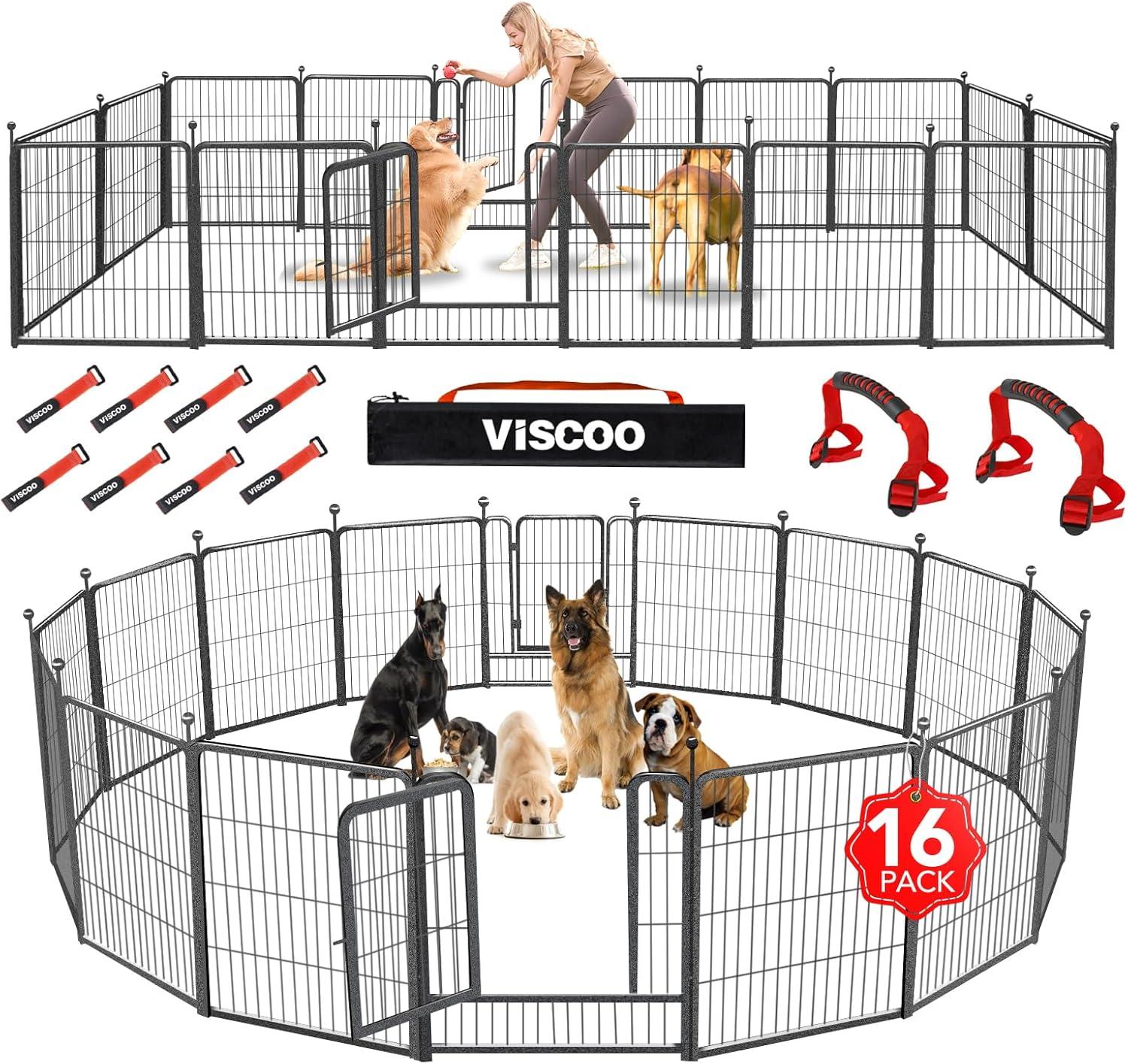 FDW Dog Playpen Pet Dog Fence 2-32 Panels  24/32/40"H Metal Dog Pen Outdoor Exercise Pen with Doors for Large/Medium /Small Dogs for RV,Camping,Yard