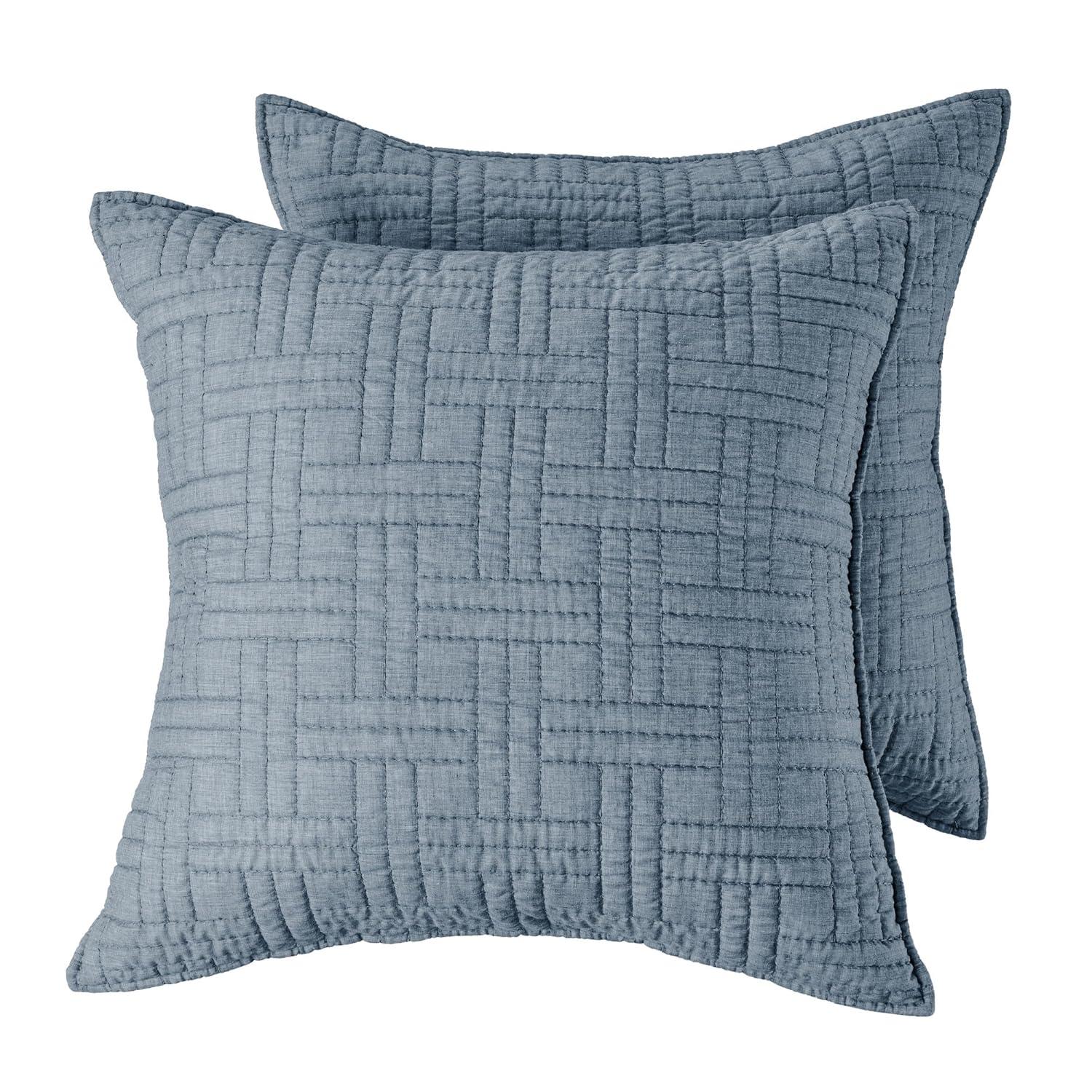 Melange Stitch White Euro Sham Set of 2 - Levtex Home