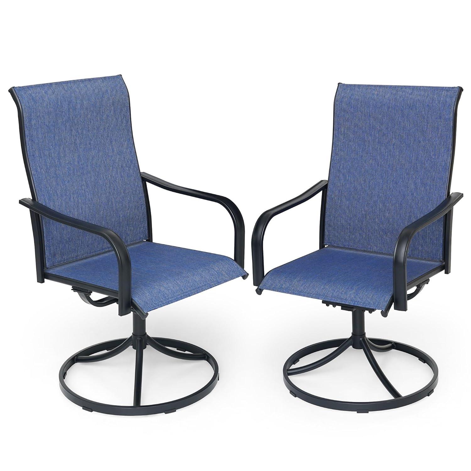 Patio Swivel Chairs Set of 2, Outdoor Dining Chairs with All-Weather Textilene Mesh and Metal, High Back, Patio Swivel Chairs for Patio, Deck, Garden, and Backyard（Gray）