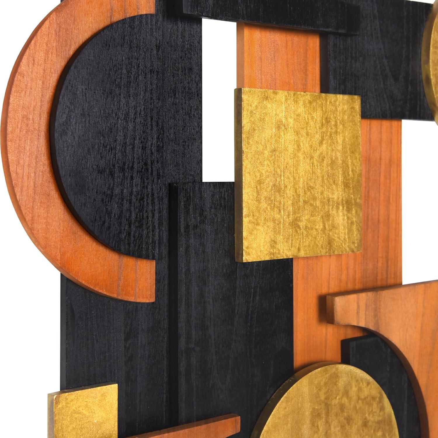 'Amber Embraces II' Hand Made & Hand Finished Dimensional Solid Paulownia Wood Abstracts Wall Art