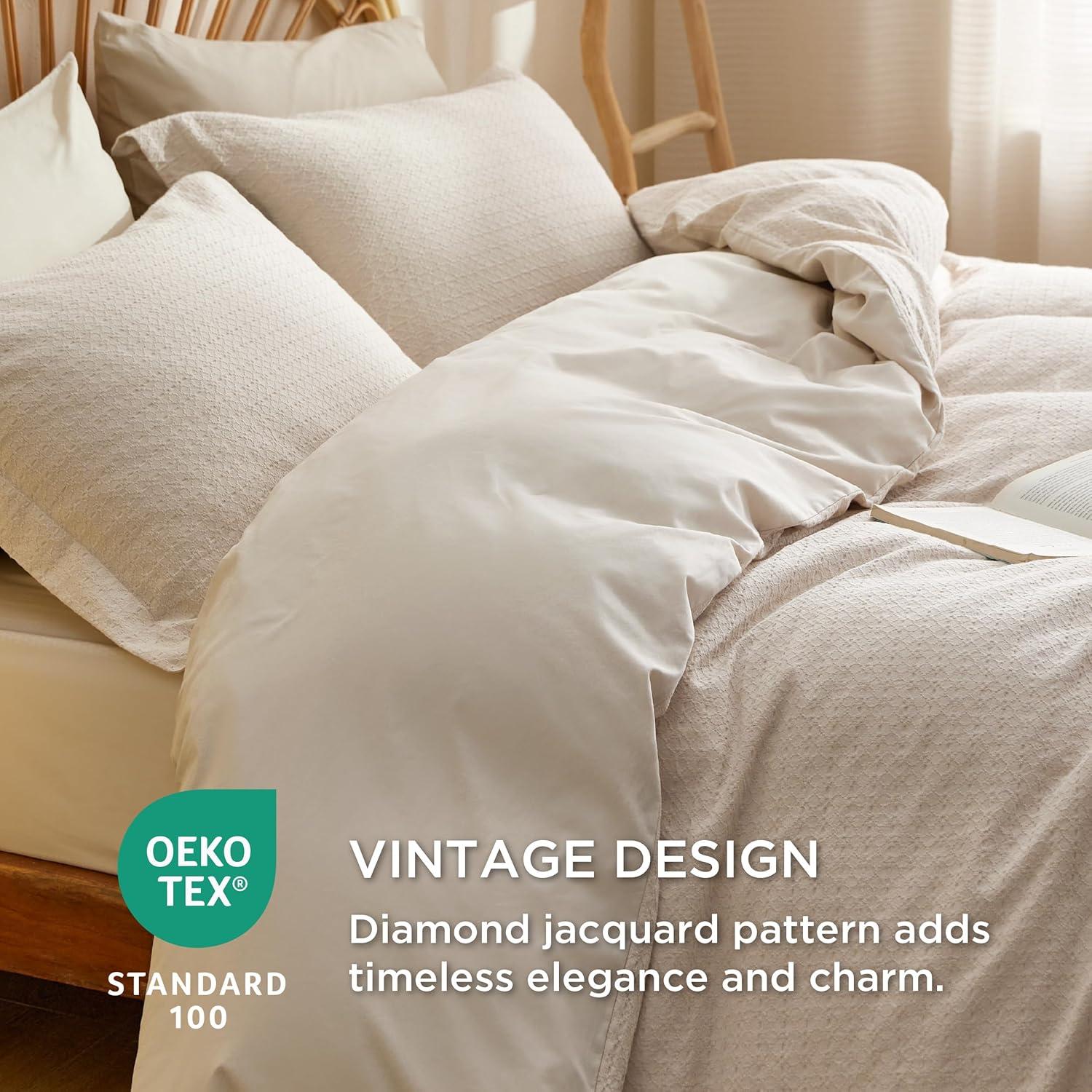 Bedsure | 3Pcs Tufted Boho Farmhouse Shabby Chic Embroidery Comforter Set
