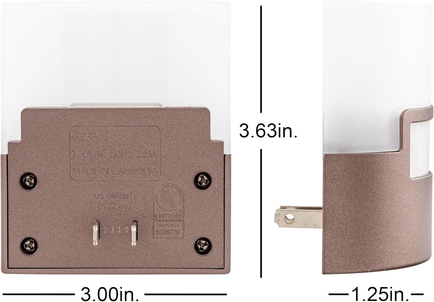 Bronze Motion-Activated LED Night Light with Soft White Glow