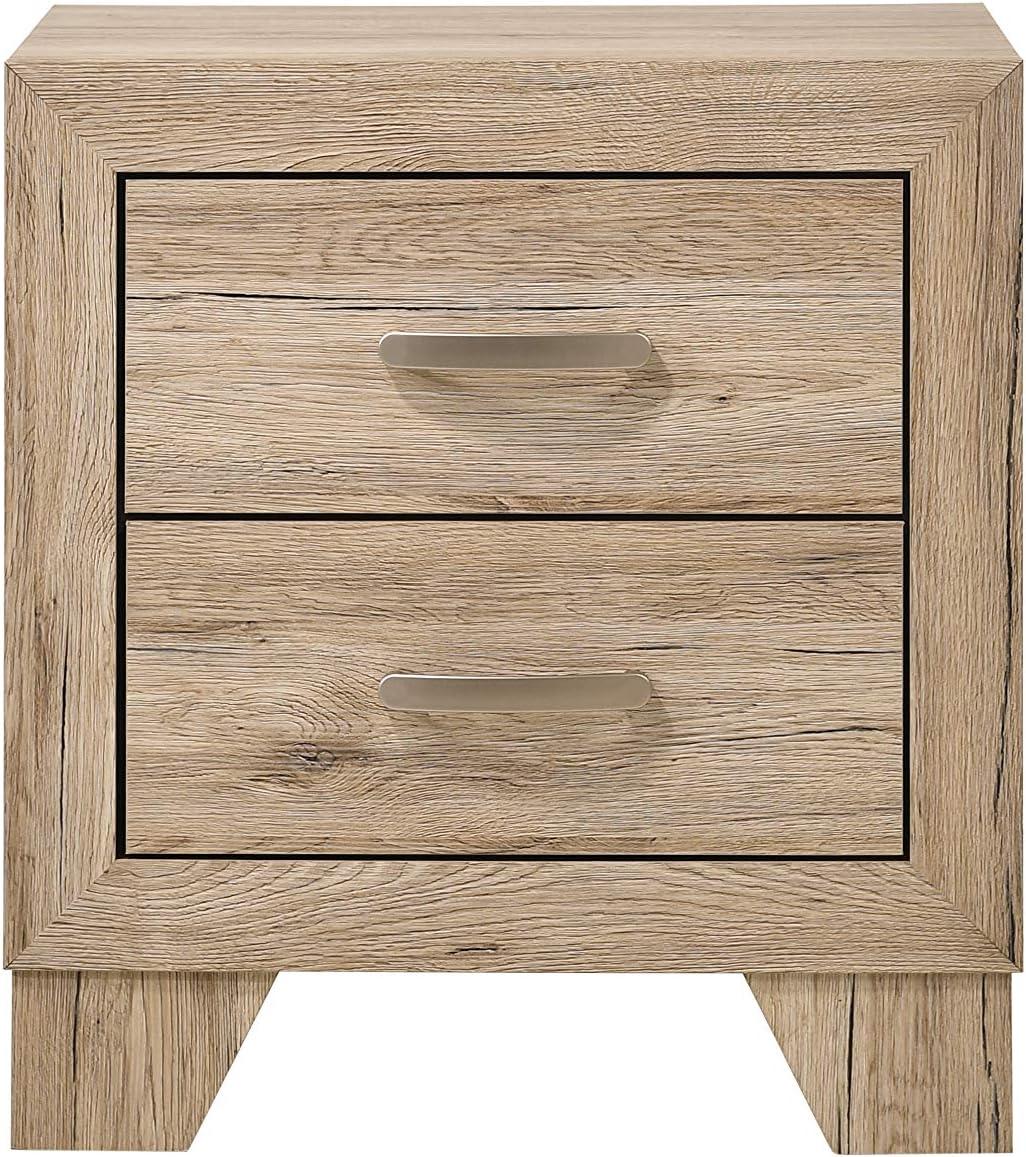 22" Miquell Nightstand Natural - Acme Furniture: Wood Composite, 24" High, Drawer Storage, Assembly Required