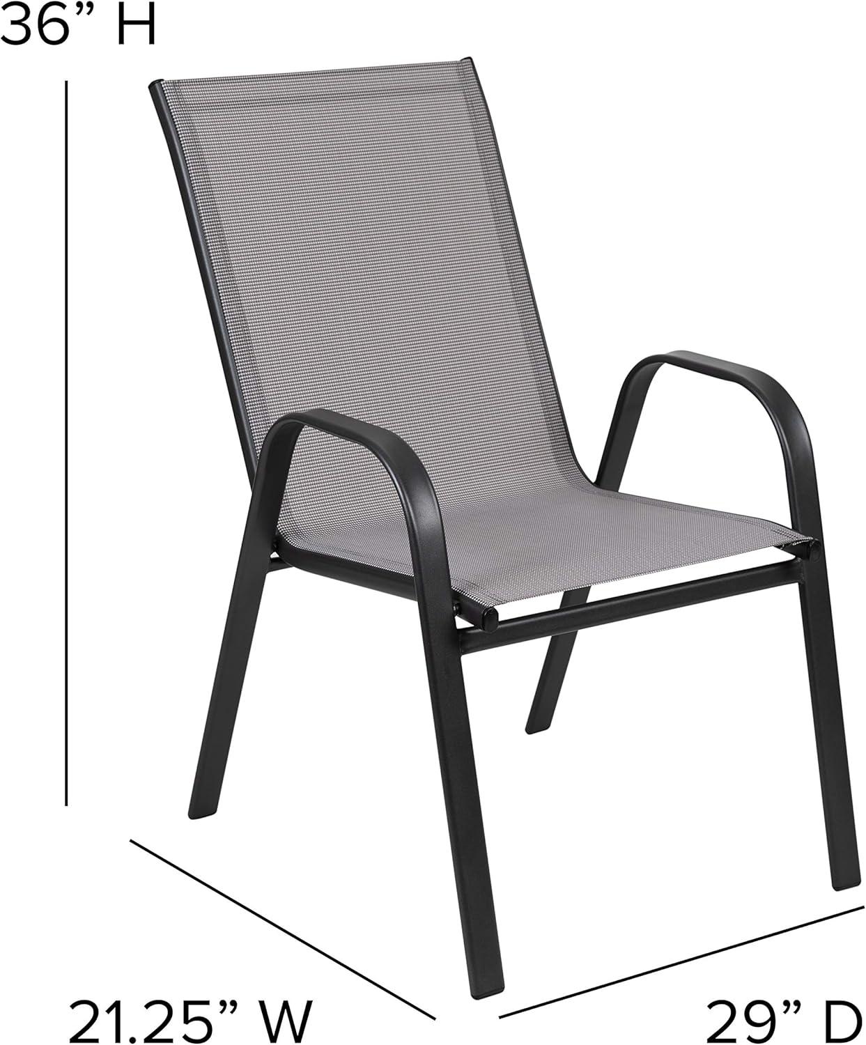 Streamlined Gray Outdoor Stackable Dining Chair with Flex Comfort