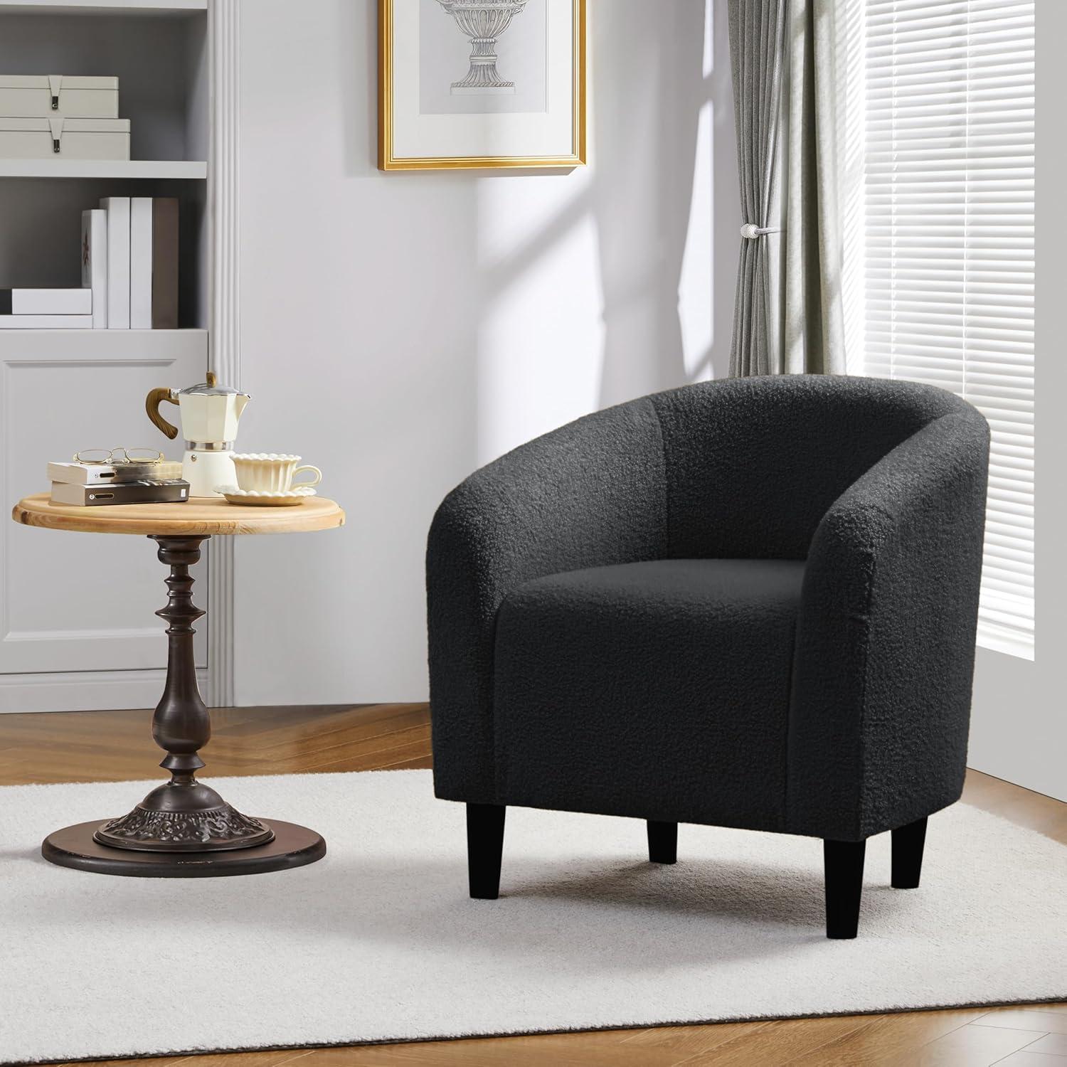 Yaheetech Upholstered Armchair Accent Barrel Chair, Dark Gray