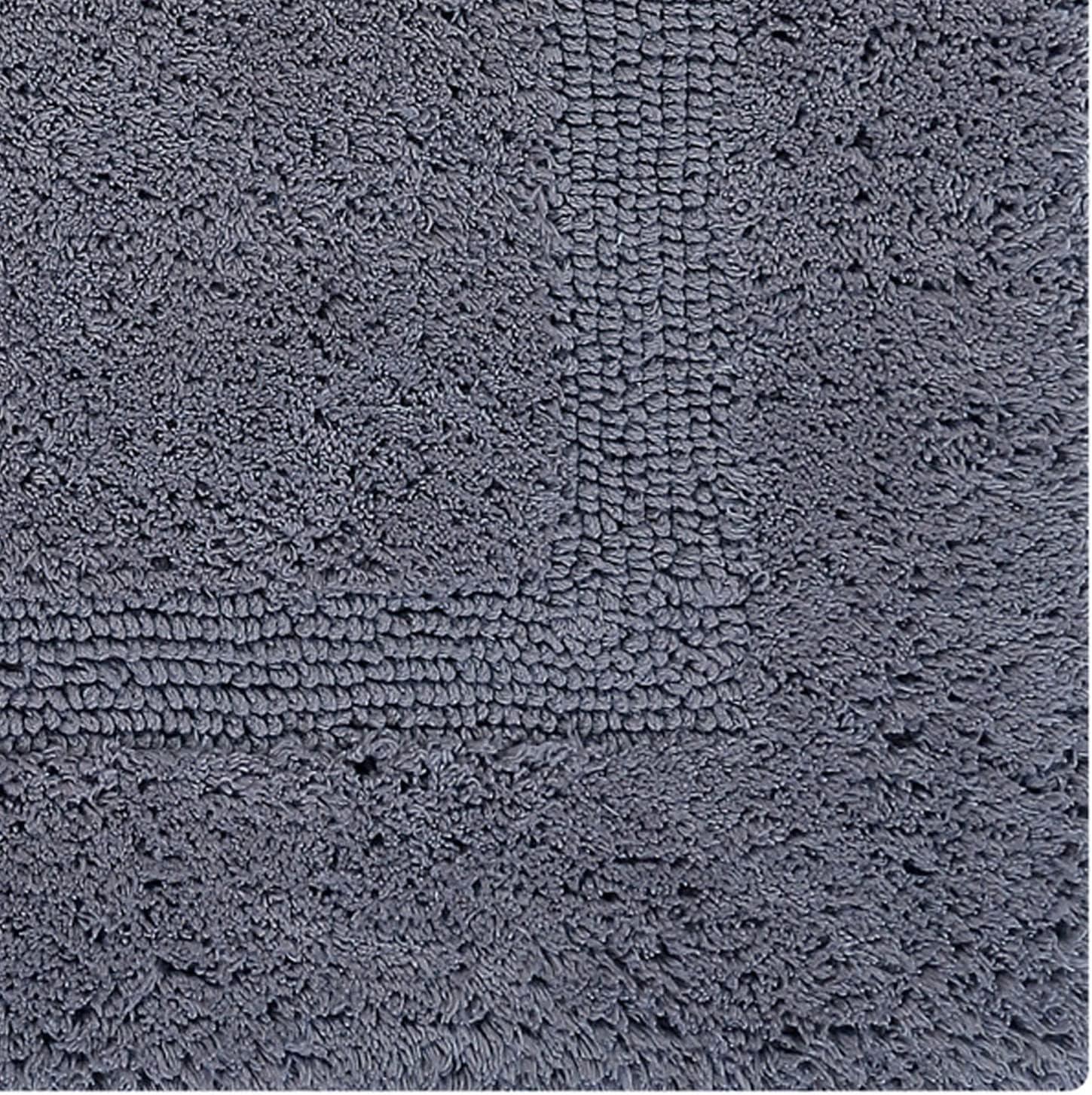 Better Trends Lux 100% Cotton Tufted Solid Reversible Bath Rug Set 3 PC (20" x 20" | 21" x 34" | 20" x 60") - Gray