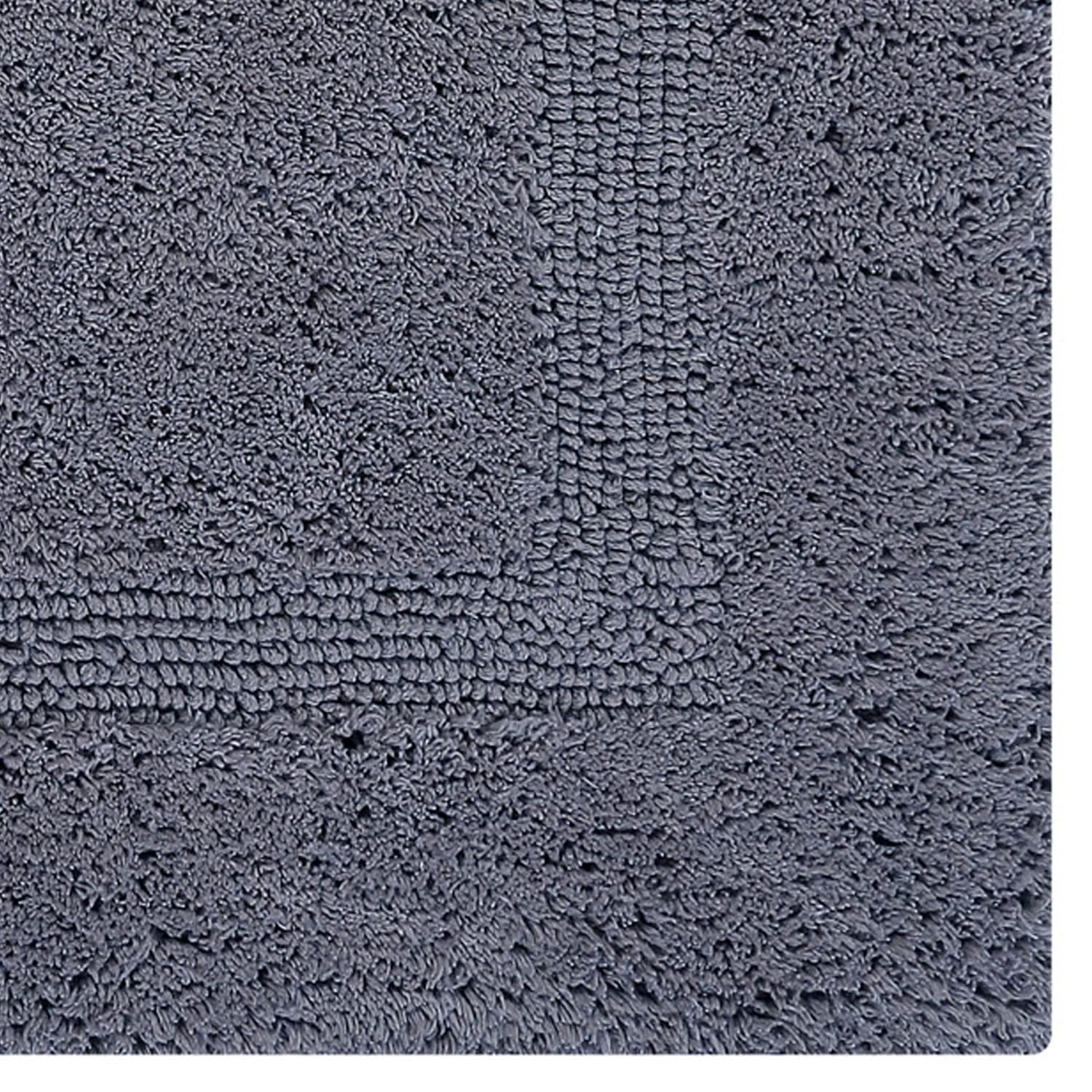 Better Trends Lux 100% Cotton Tufted Solid Reversible Bath Rug Set 3 PC (20" x 20" | 21" x 34" | 20" x 60") - Gray
