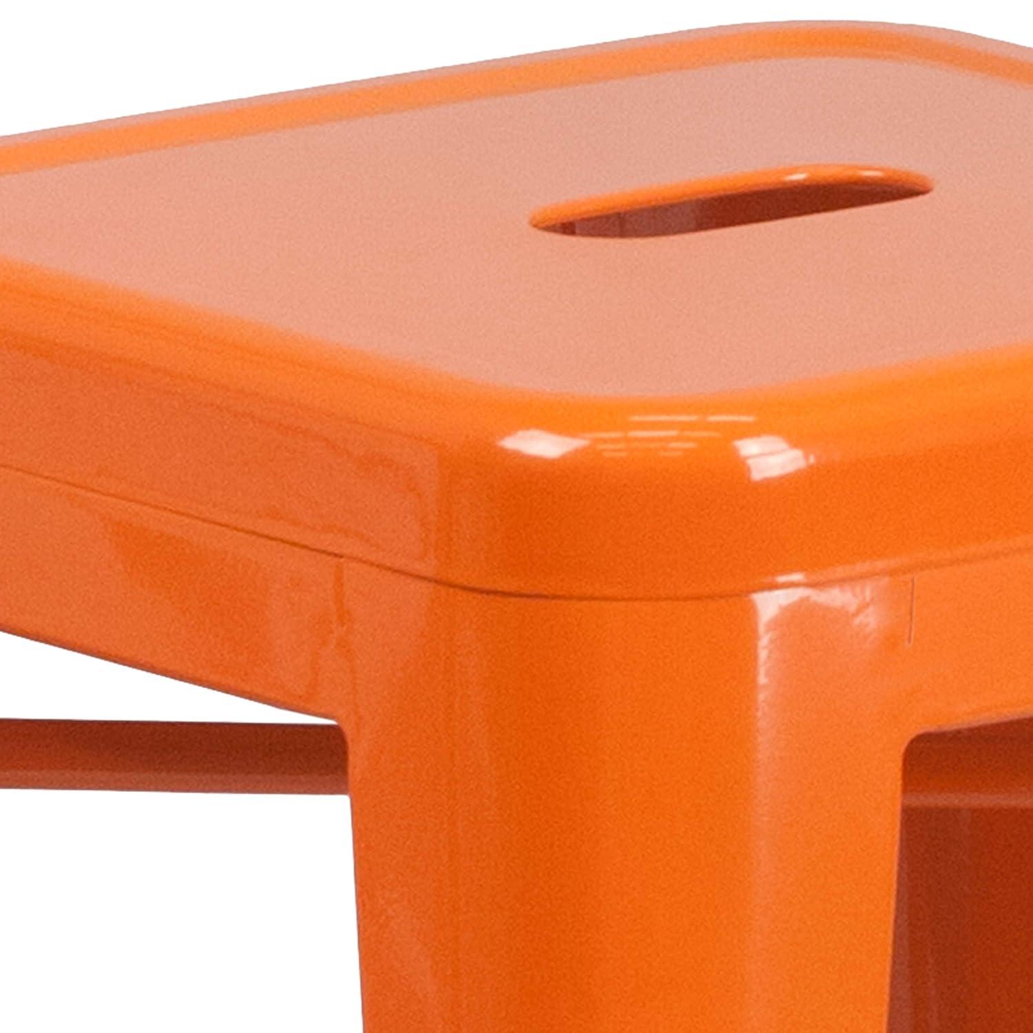 Flash Furniture Commercial Grade 24" High Backless Orange Metal Indoor-Outdoor Counter Height Stool with Square Seat