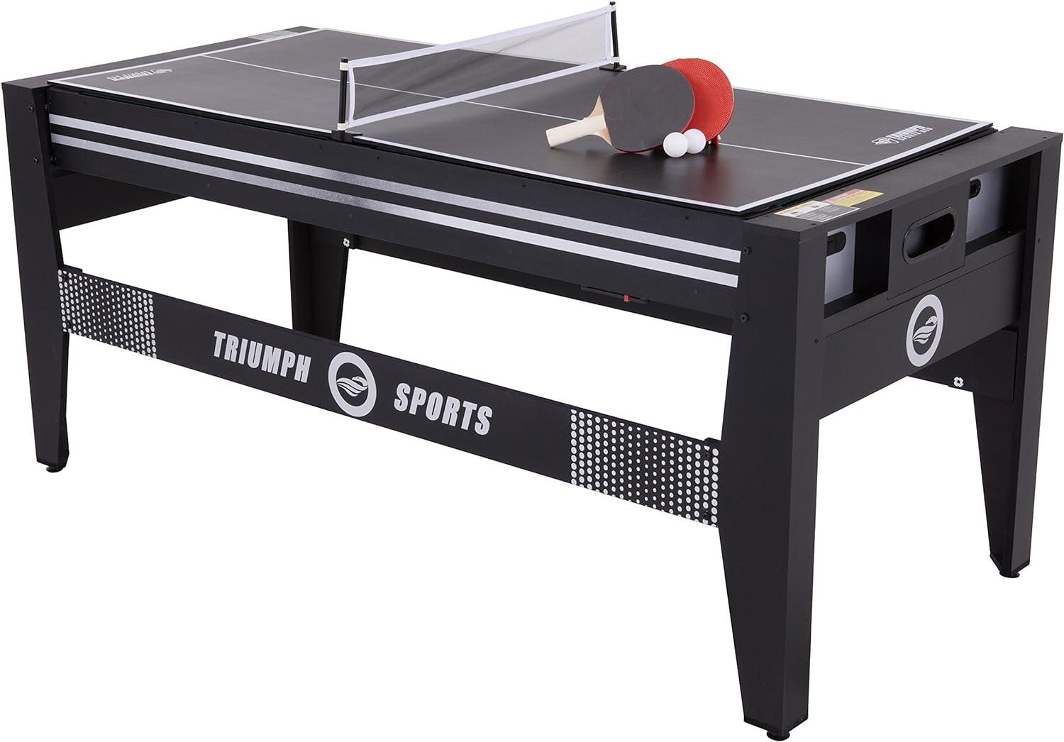 Triumph 72" 4 in 1 Multi-Game Swivel Table with Air-Powered Hockey, Table Tennis, Billiards, and Launch Football