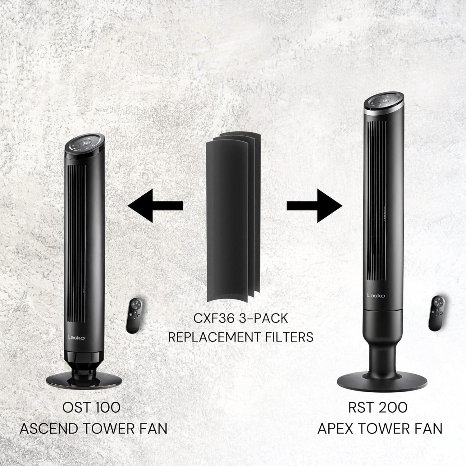 Lasko 42" Black Oscillating Remote Controlled Tower Fan