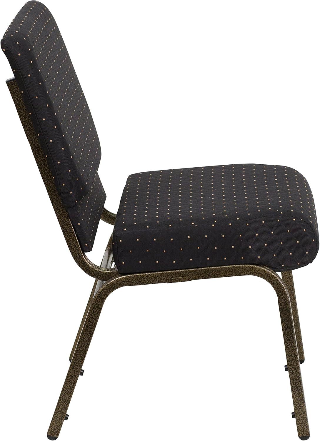 Flash Furniture HERCULES Series Fabric Church Stacking Chair Black Dot Patterned/Gold Vein Frame 4