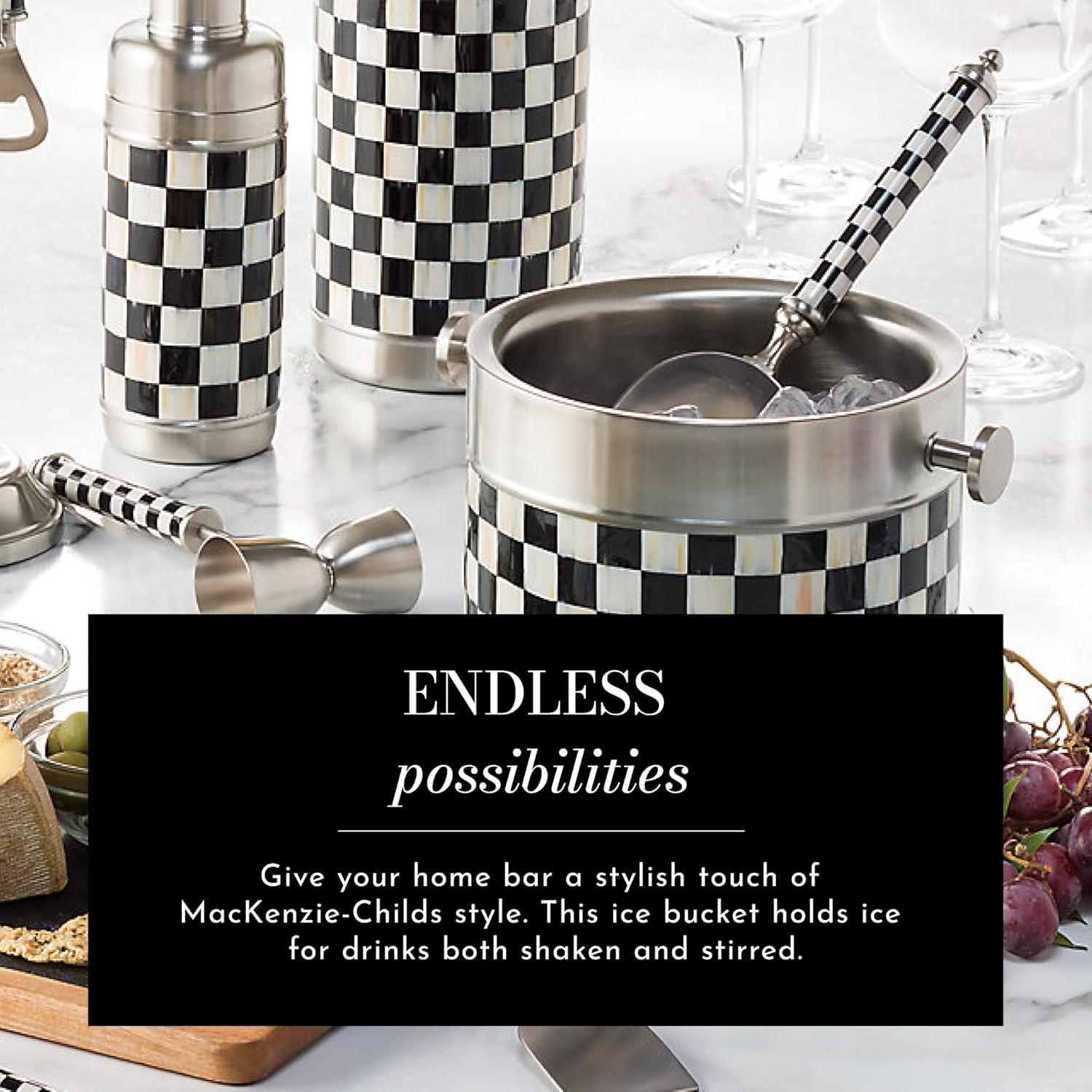 Courtly Check Black and White Stainless Steel Ice Bucket