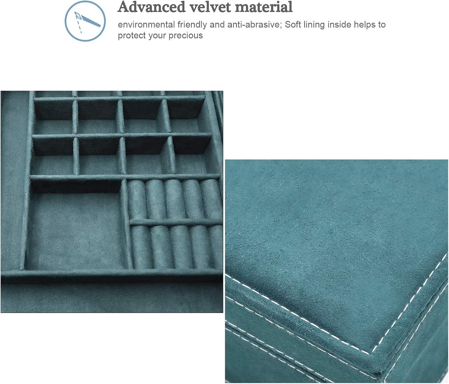 ProCase Jewelry Box Organizer for Women Girls, Two Layer Jewelry Display Storage Holder Case for Necklace Earrings Bracelets Rings Watches -Green