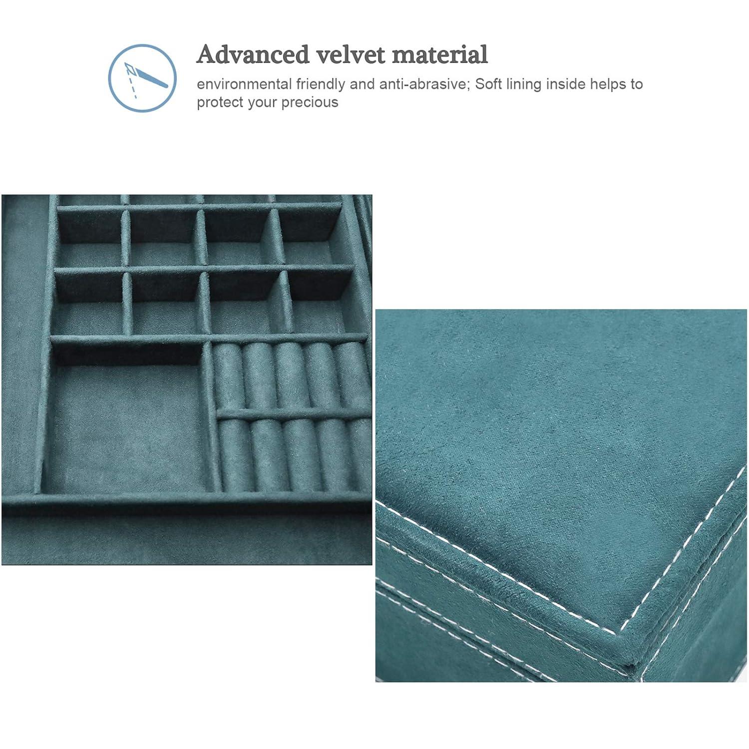 ProCase Jewelry Box Organizer for Women Girls, Two Layer Jewelry Display Storage Holder Case for Necklace Earrings Bracelets Rings Watches -Green