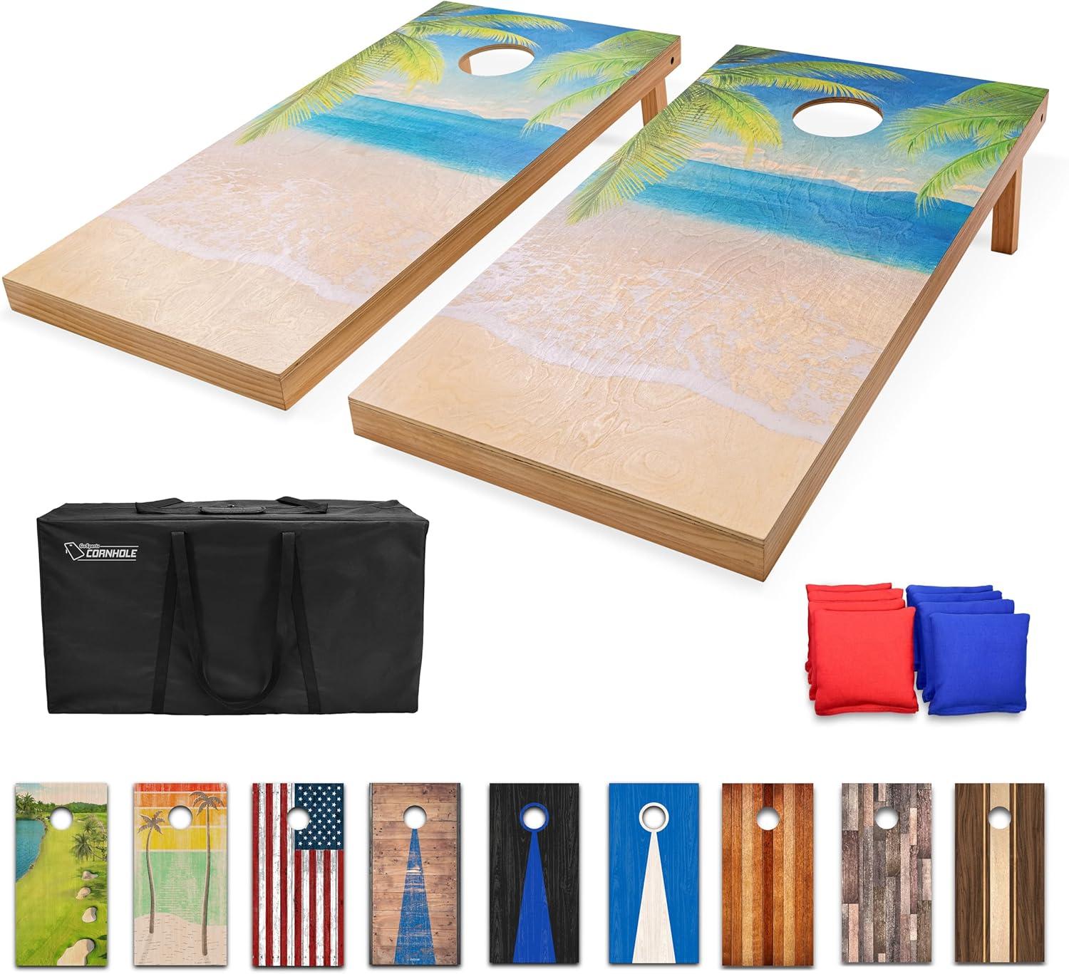 GoSports Gosports 4'x2' Reguation Size Premium Wood Cornhole Set - Beach Themed Design