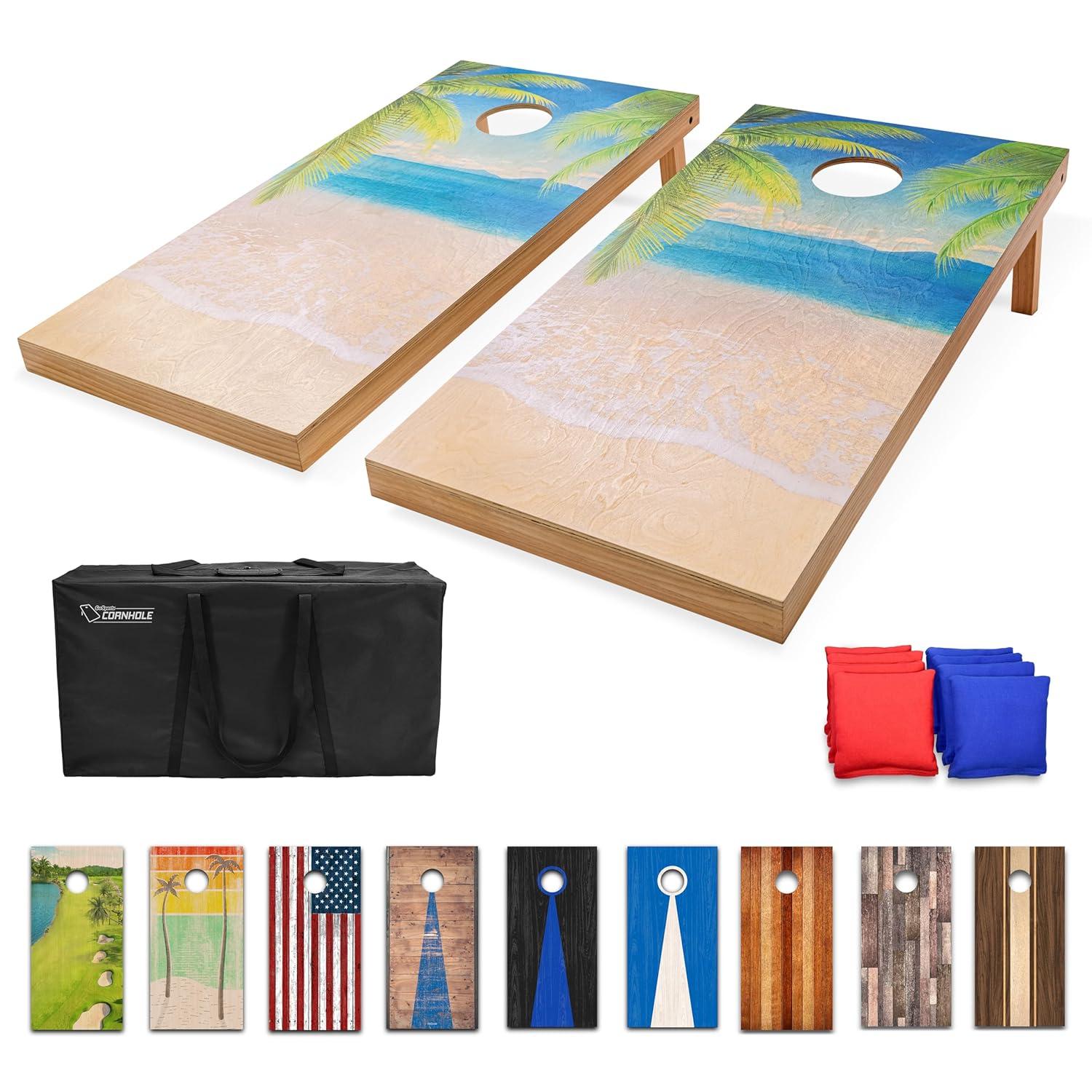 GoSports Gosports 4'x2' Reguation Size Premium Wood Cornhole Set - Beach Themed Design