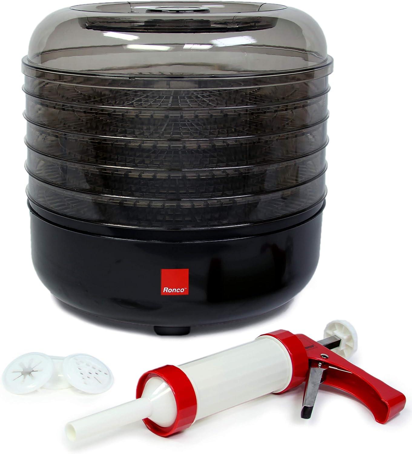 Ronco Beef Jerky Machine with 5 Stackable Trays, Easy-to-Use Dehydrator and Food Preserver Black