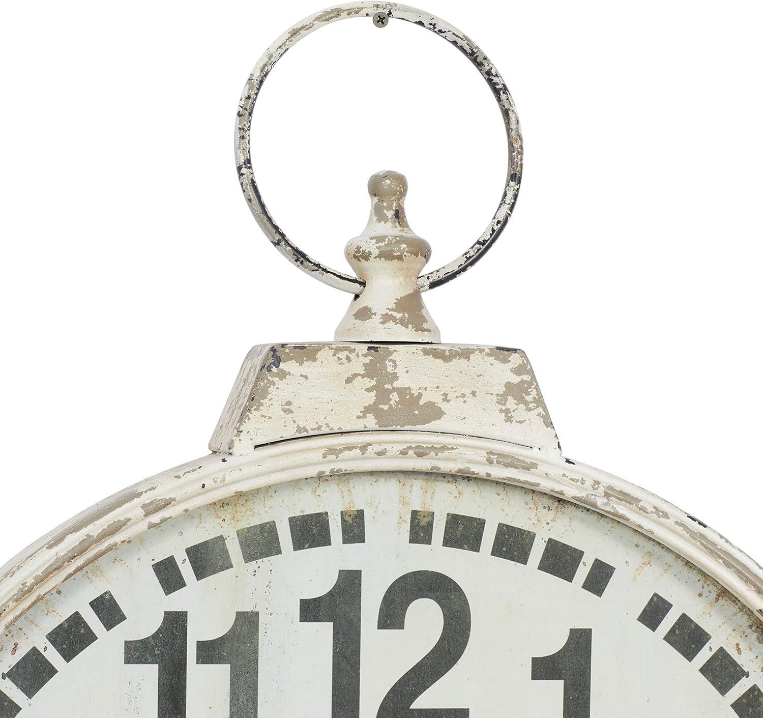 24" White Metal Distressed Nautical Wall Clock