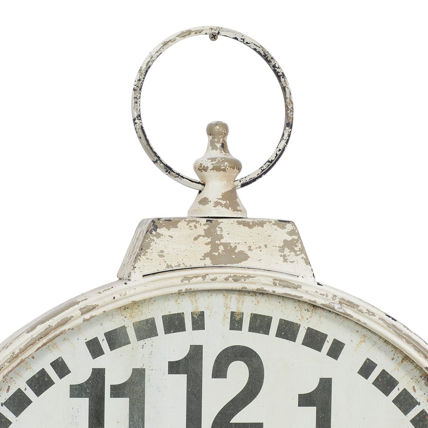 DecMode 19" x 33" Red Metal Pocket Watch Style Wall Clock