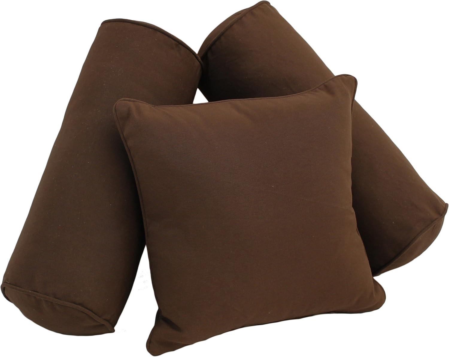 Blazing Needles Double-corded Solid Twill Throw Pillows with Inserts (Set of 3) - Chocolate