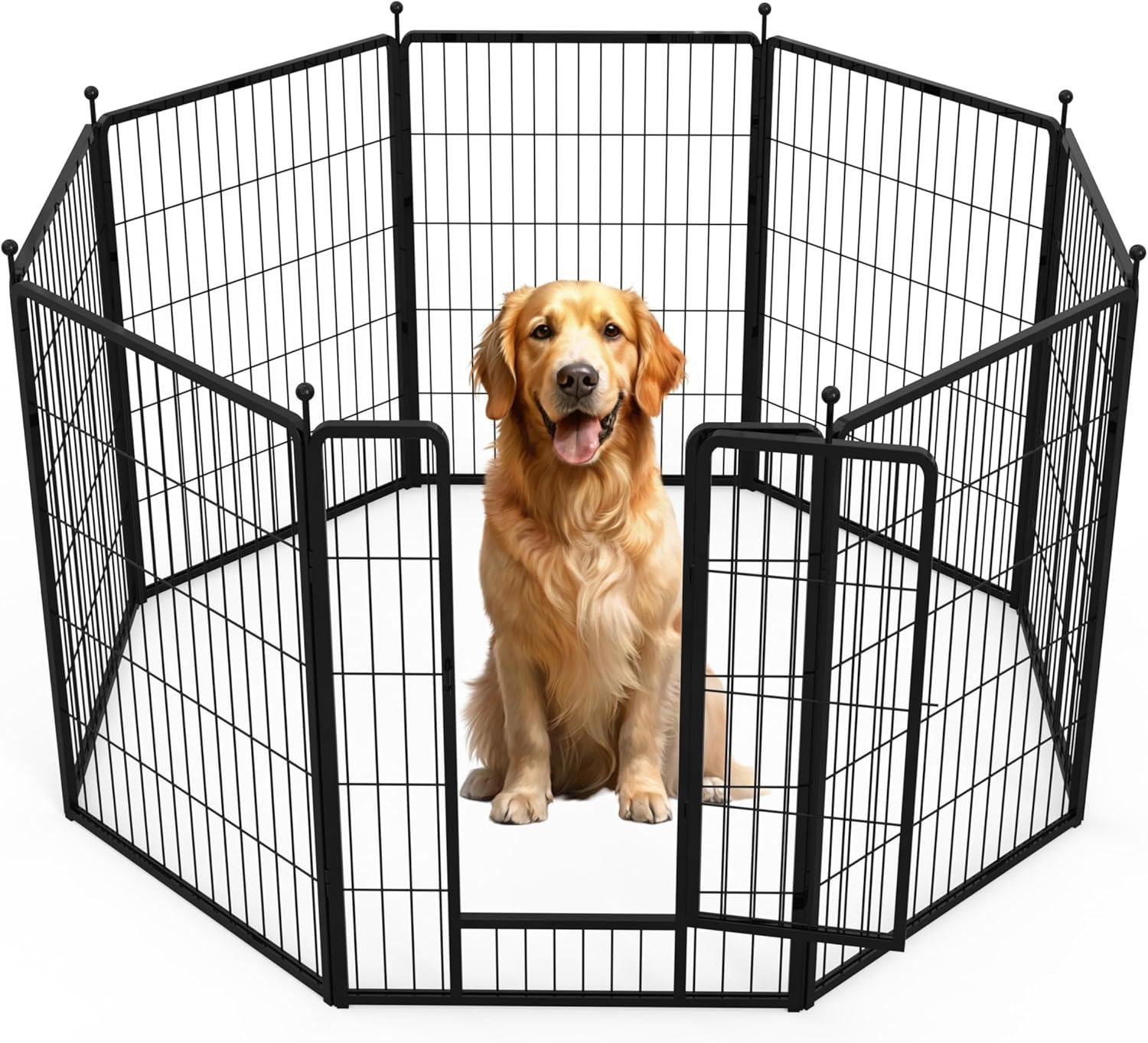 Heavy Duty Black Metal 40-Inch Pet Playpen with 8 Panels