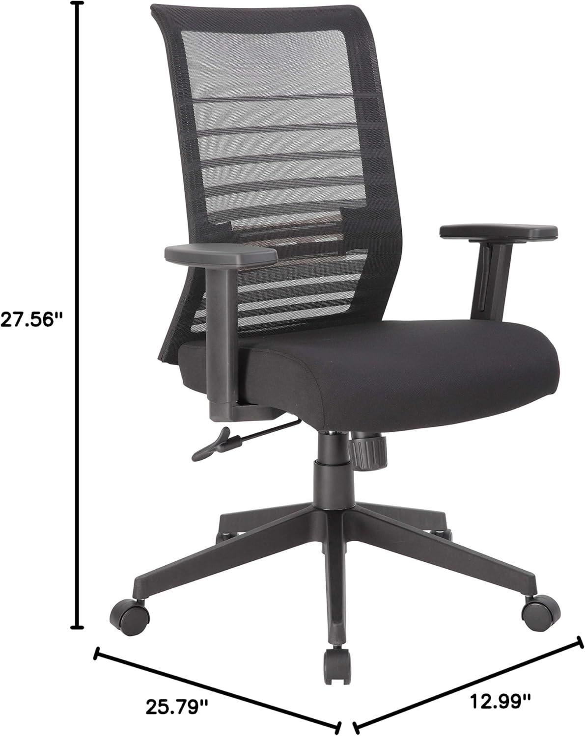Lorell Horizontal Mesh Back Task Chair Fabric Seat - Black - 19" Seat Width x 19" Seat Depth - 25.5" Width x 26.5" Depth x 39" Height - 1 Each