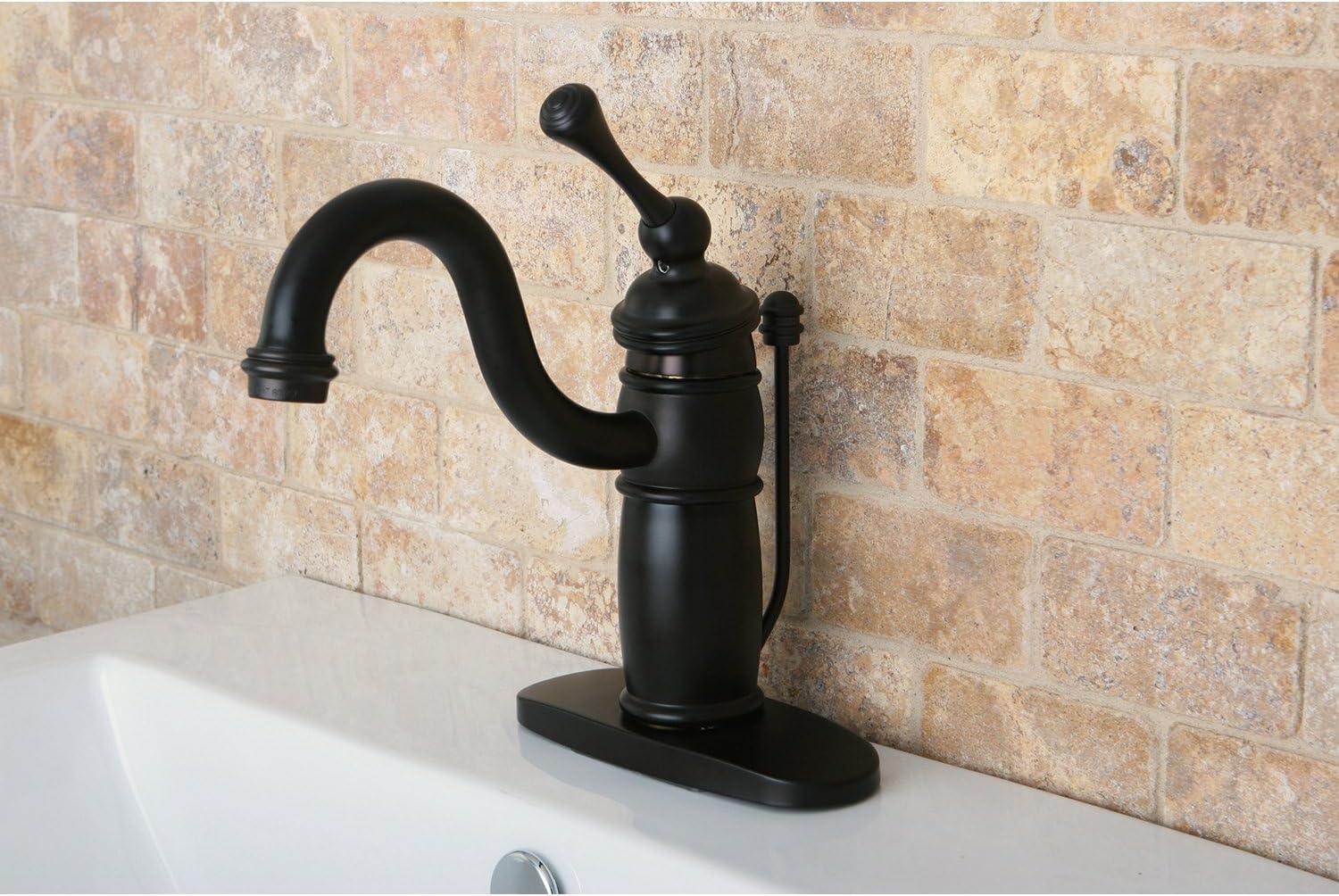 Kingston Brass KB1405BL Victorian Single-Handle Bathroom Faucet with Pop-Up Drain, Oil Rubbed Bronze