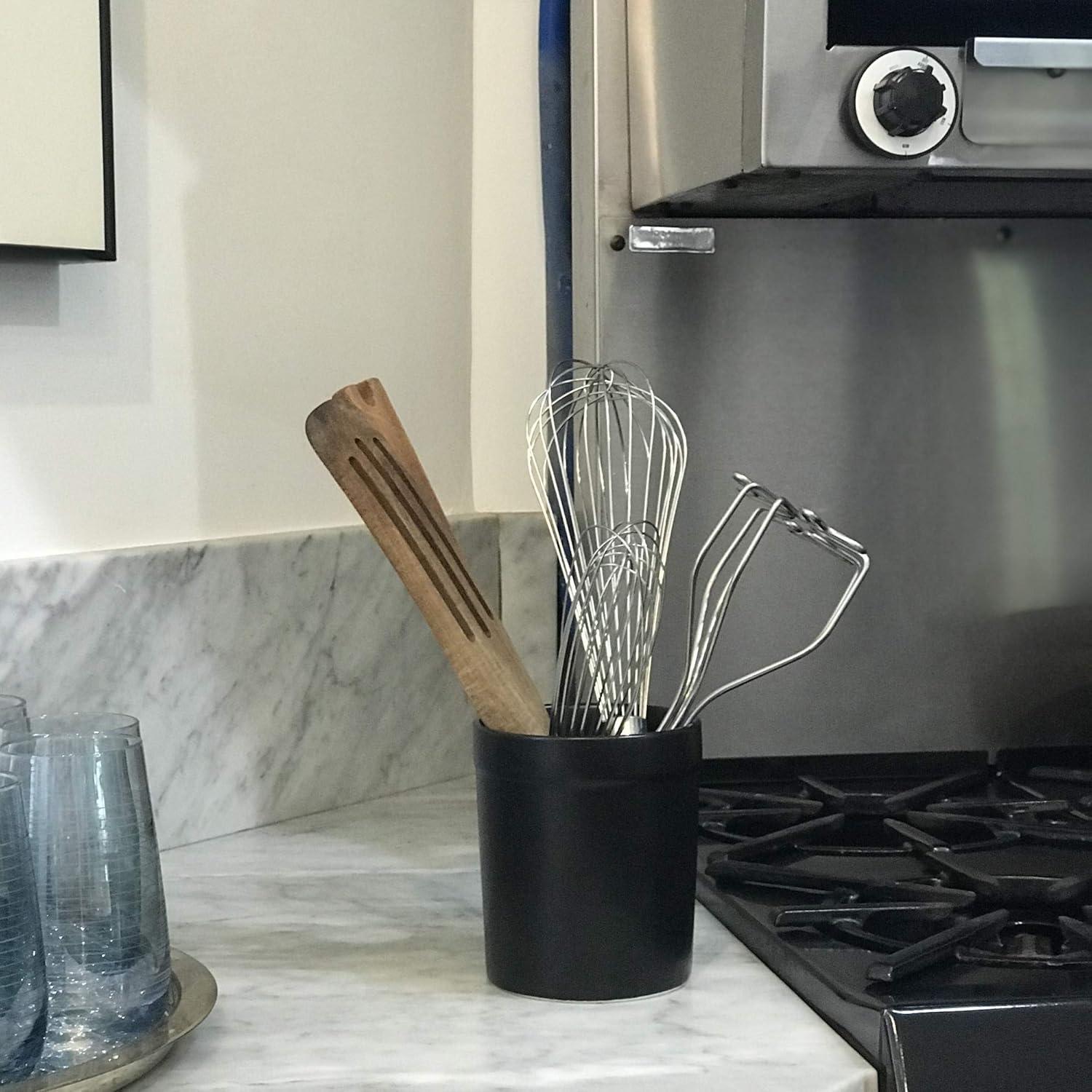 Fox Run Ceramic Kitchen Tool Holder, Black, 4.75" x 4.75" x 5.75"