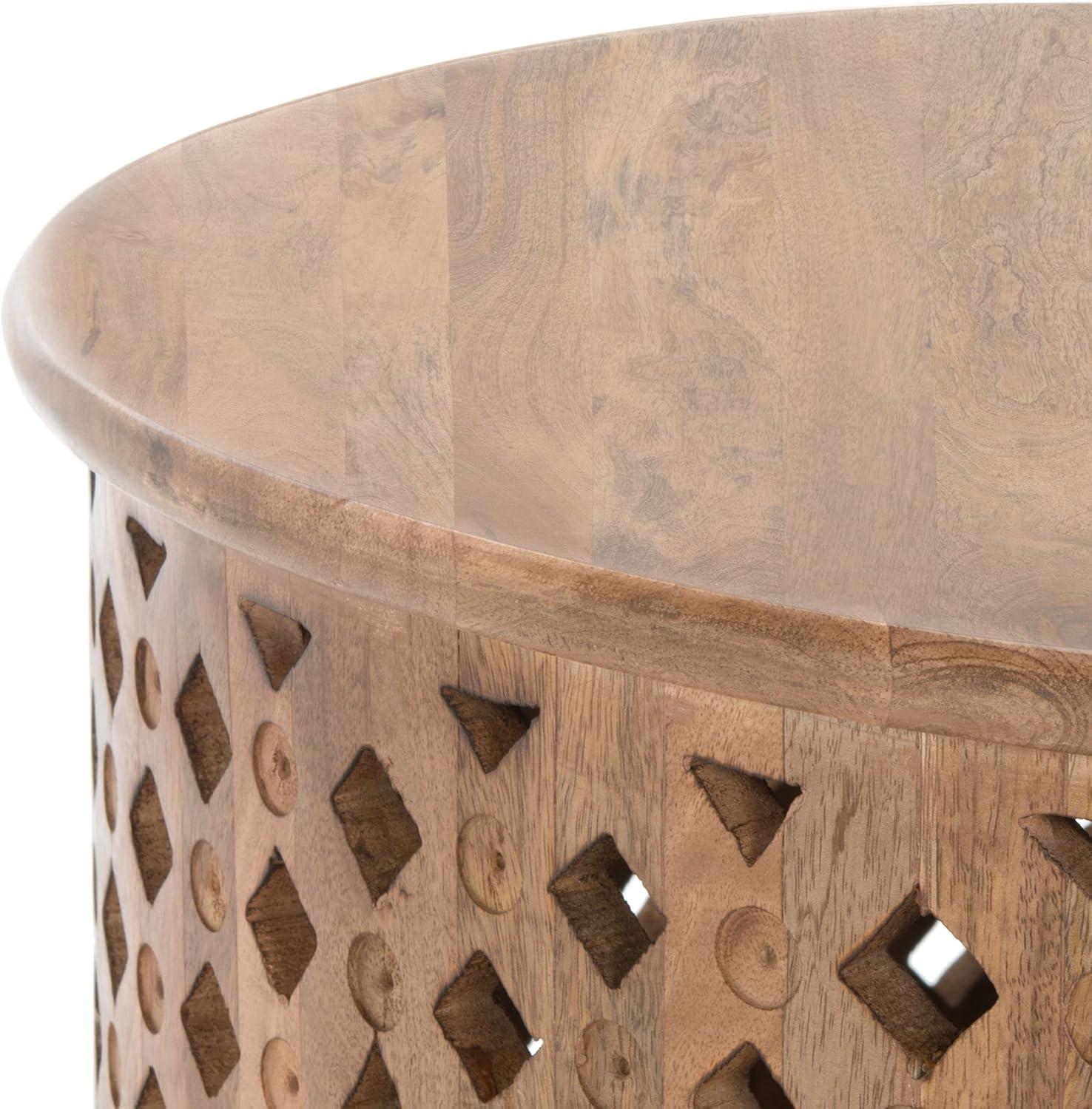 SAFAVIEH Kyrith Rustic Round Coffee Table, Burnt Natural