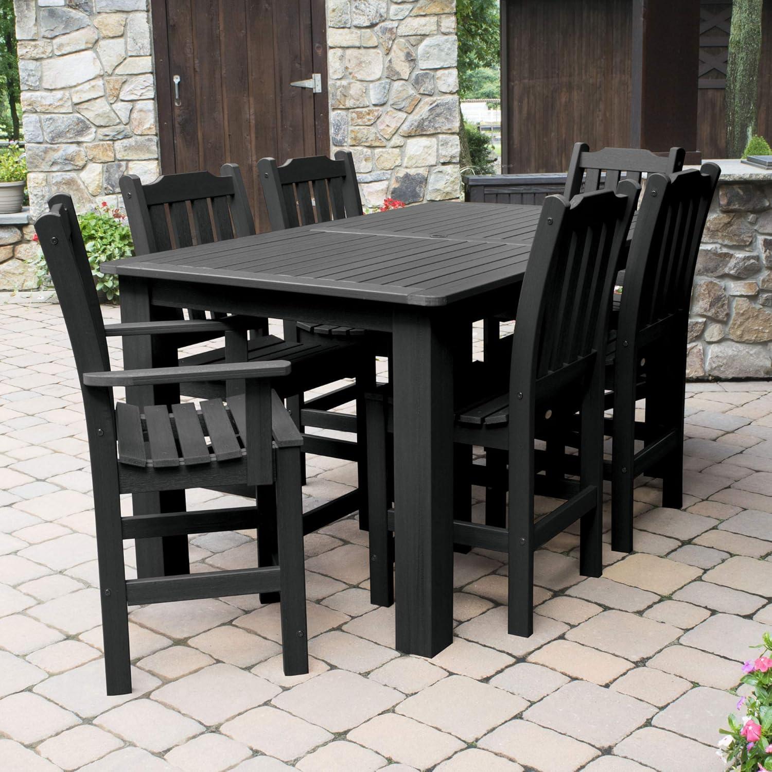 Lehigh Black Bamboo 7-Piece Outdoor Dining Set for 6