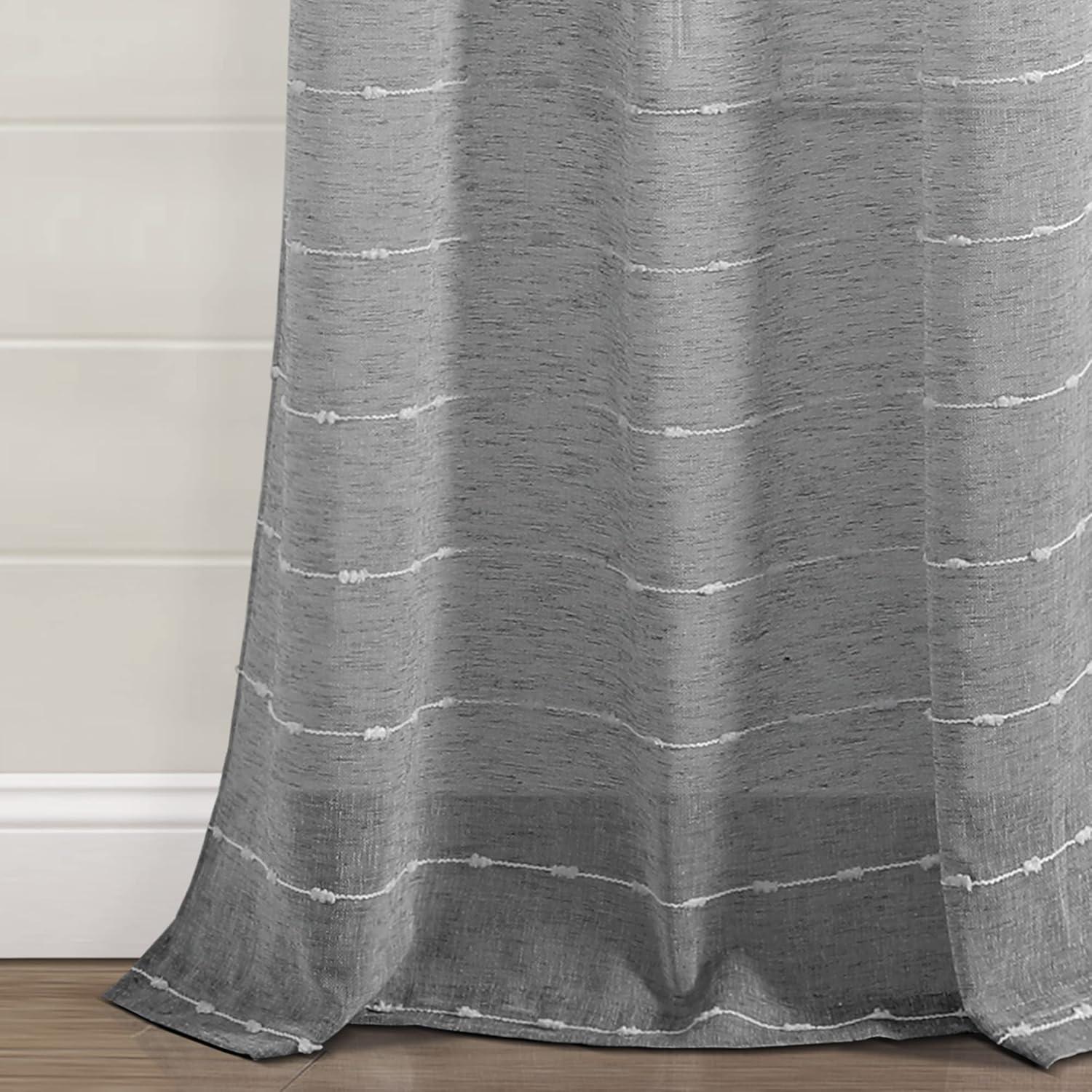 Lush Decor Farmhouse Textured Sheer Polyester Sheer Curtain Pair (Set of 2)