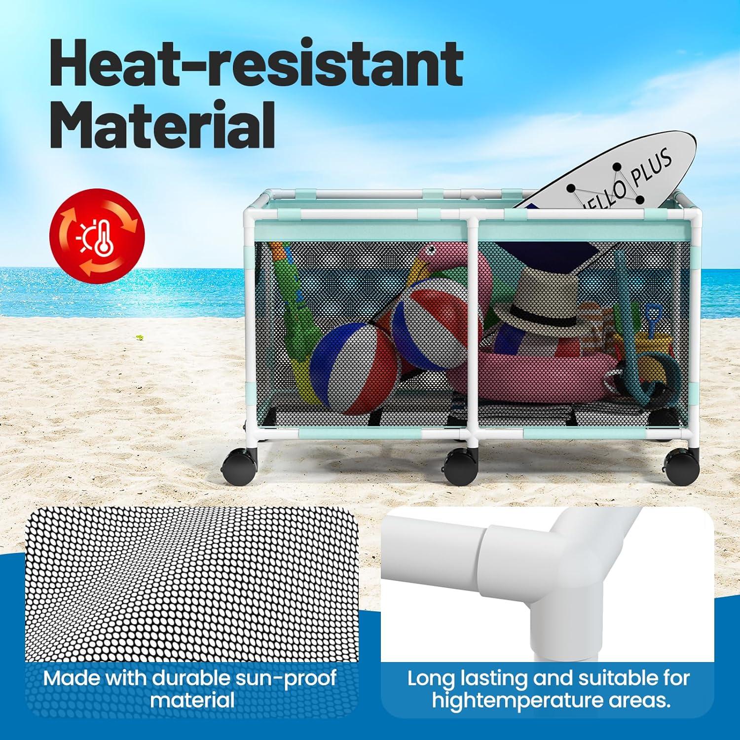 Rebrilliant 007D93BB8F684D4CA4067711D7E12131 Extra Large Pool Storage Bin, 235 Gallons, Waterproof & Heat-Resistant Pvc Mesh, Easy Assembly, 69" L X 32" W X 35" H, Vitality Mint