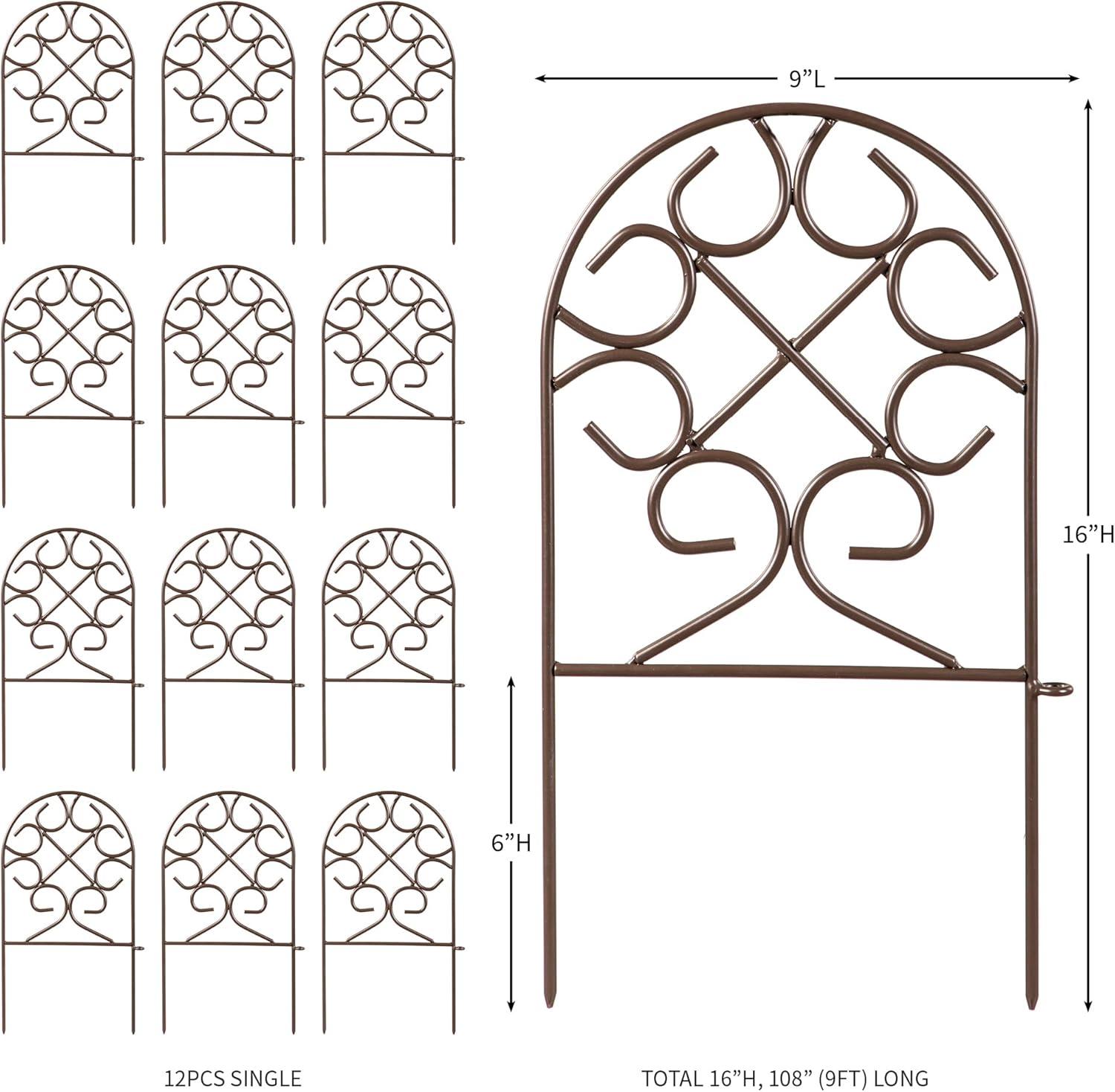 Evergreen Enterprises, Inc 18'' H x 120'' W Scrollwork Wrought Iron Edging with Ground Stakes and Gunmetal Finish