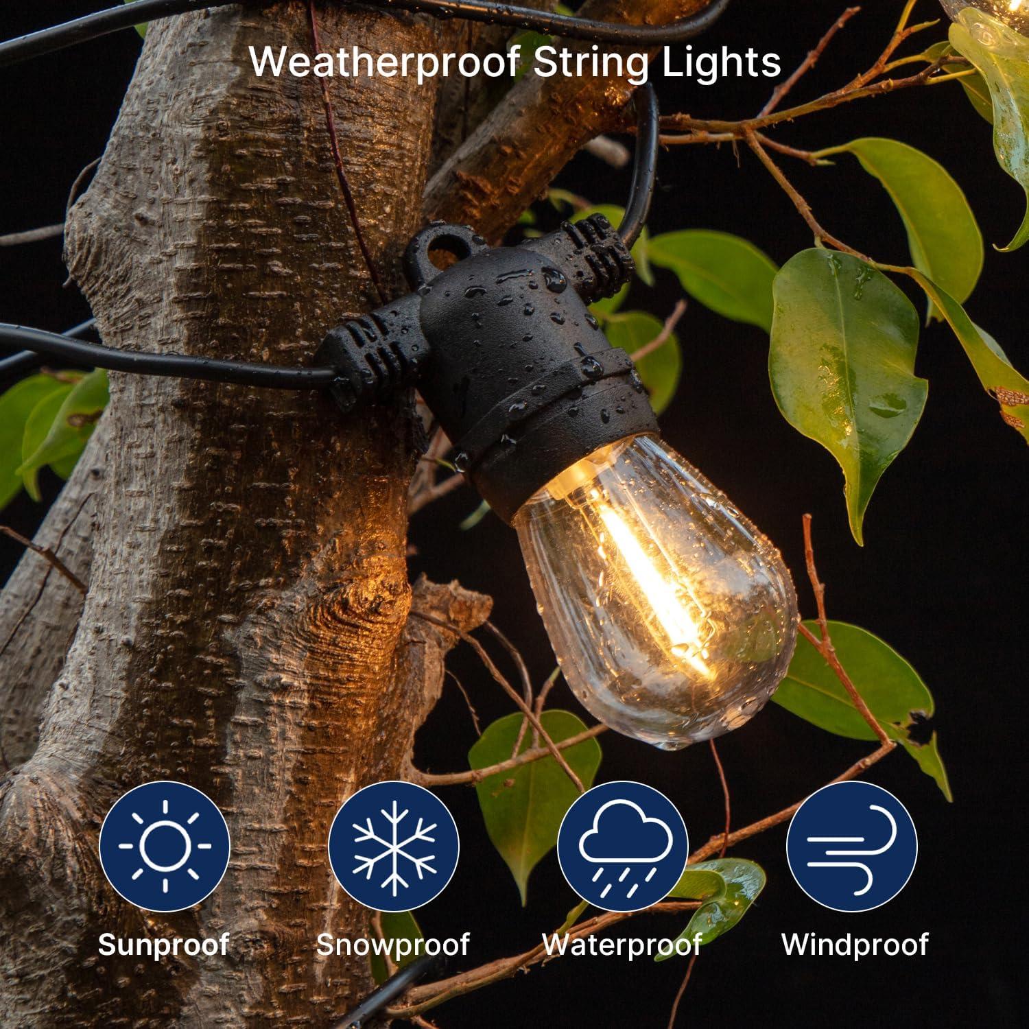 Svater Replacement Bulbs for Outdoor String Lights, 15 Pack S14 LED Bulbs for Patio, E26 Base 1W Bulb Equal to 11W Incandescent, Dimmable,Shatterproof 2700K Warm White