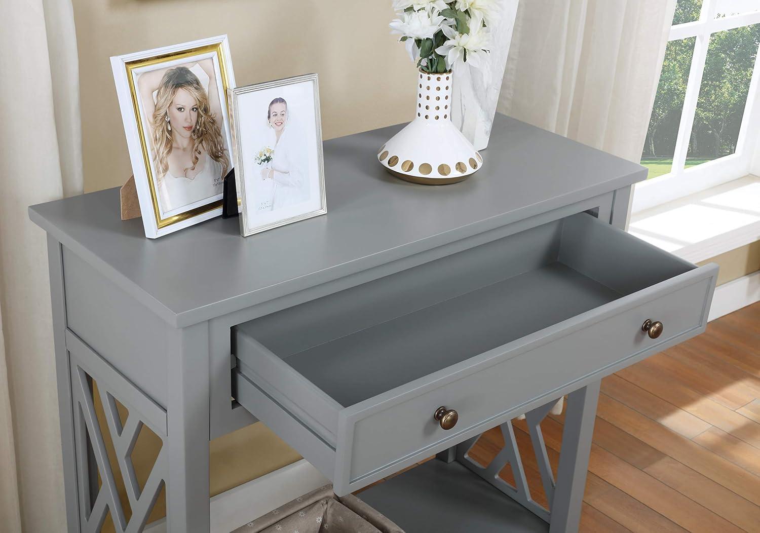 Alaterre Furniture Coventry 36 in. Entryway/Console/Sofa Table 3-Piece Set with Coffee Table, End Table & Tray Shelf, Gray