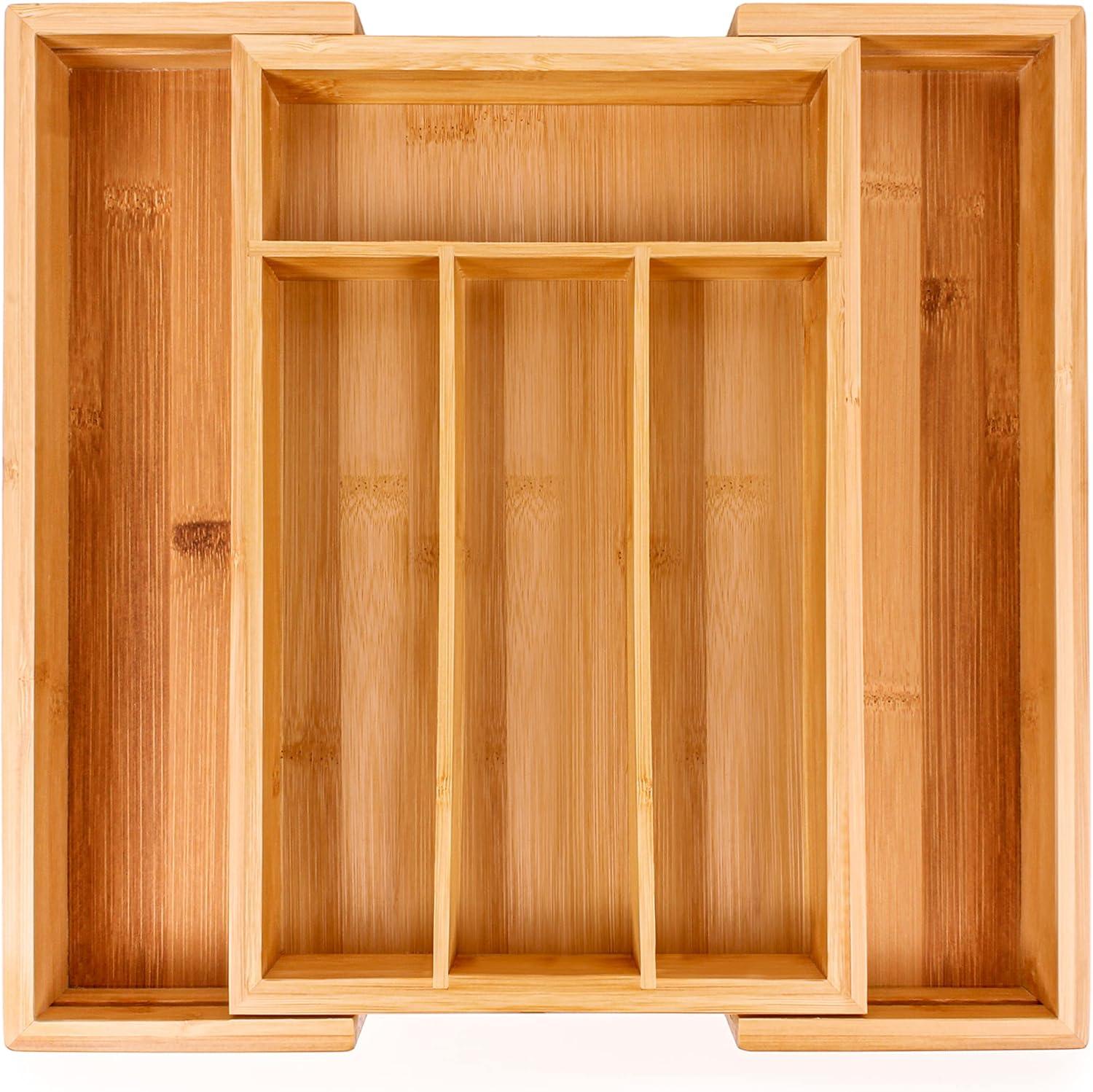 Expandable Bamboo 8-Slot Flatware Organizer