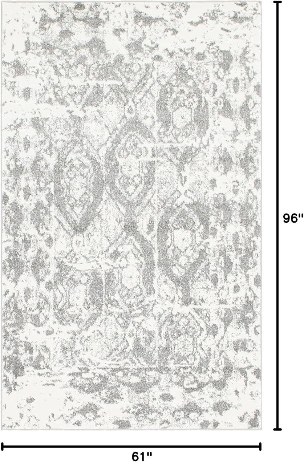 Unique Loom Rosso Collection Area Rug - Piazza (5' 1" x 8' Rectangle Light Gray/Ivory)